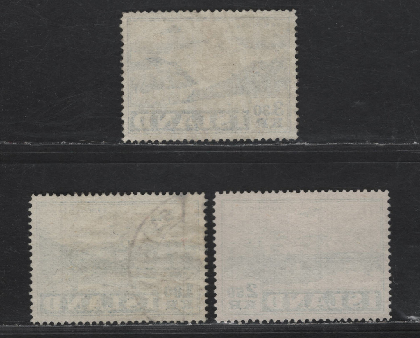 Lot 407 Iceland #C27-C29 1.80k Slate Blue - 3.30k Deep Ultramarine, 1952 Airmail Issues, 3 Very Fine Used Singles