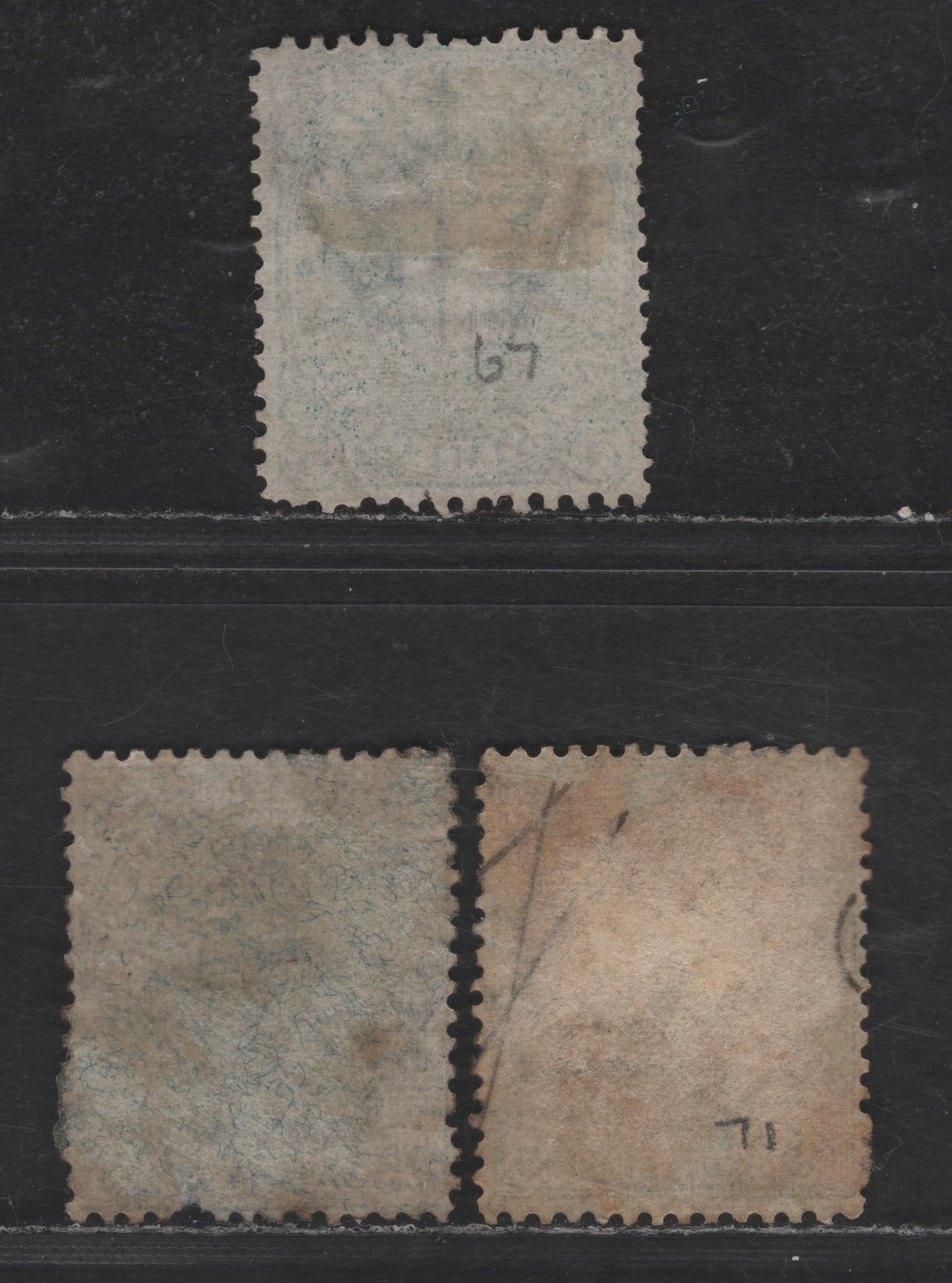 Lot 293 Italy SC#67, 70-71 5c - 45c Green - Olive Green King Humbert I, 1891-1896 King Humbert I Issue, 3 Fine/Very Fine Used Singles