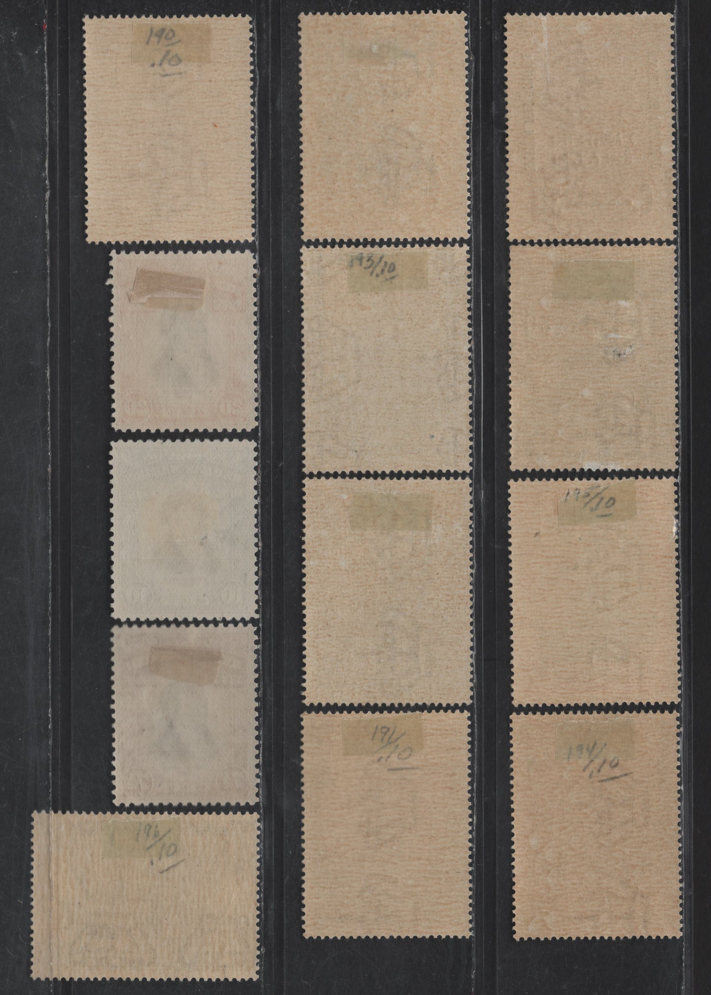 Lot 315 San Marino SC#170-173-174, 190-196, 200-201 7.5c - 30c on 20c Light Brown & Black - Gray Green & Gray Black Delfico - Surcharged, 1935-1942 Delfico - Surcharge Issues, 12 VFOG Singles