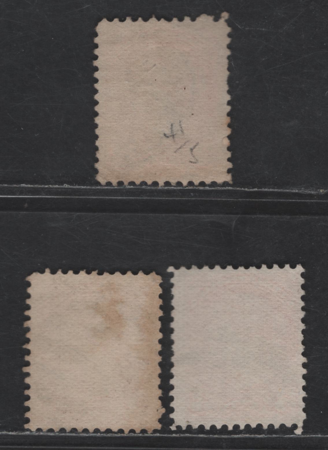 Lot 427 Canada SC#37iii 3c Reddish Orange & Dull Reddish Orange Queen Victoria, 1870-1893 Small Queen Issue, 3 Fine Used Singles, Mid Montreal Printings, Paper MM-I, No Pos. Dots, Perf 11.75x12, Different Shades