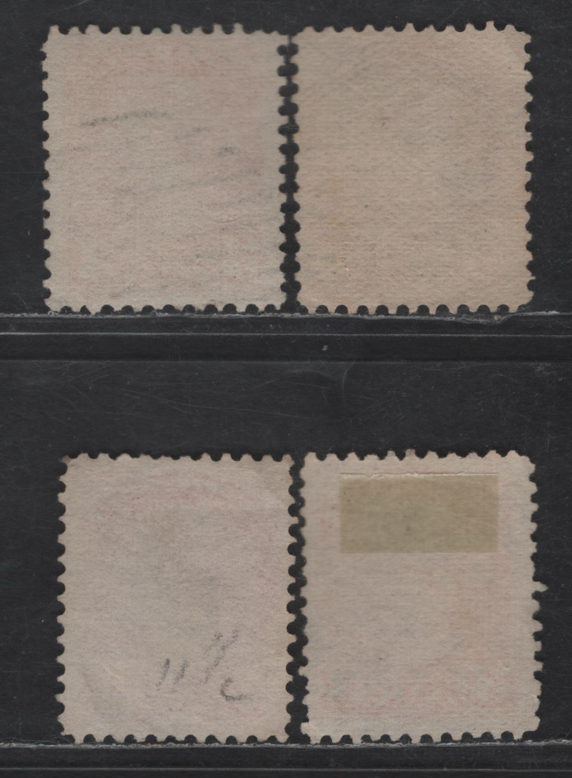 Lot 434 Canada SC#37iii 3c Dull Reddish Orange & Dull Orange Red Queen Victoria, 1870-1893 Small Queen Issue, 4 Fine Used Singles, Mid Montreal Printings, Left Column, Papers MM-V, MM-P & MM-U, No Pos. Dot, Perf 11.75x12