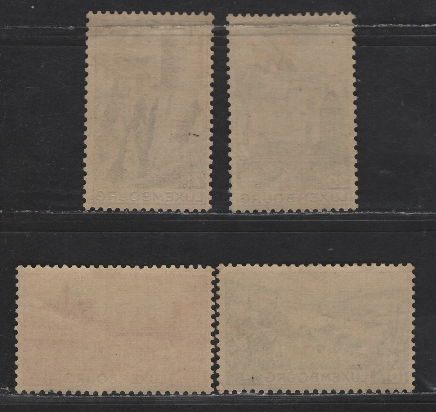 Lot 186 Luxembourg SC#246-249 7fr - 20fr Dark Brown - Dark Blue Esch-sur-Sure Fortifications - Steel Mills, 1948 Pictorial Issue, 4 VFOG Singles