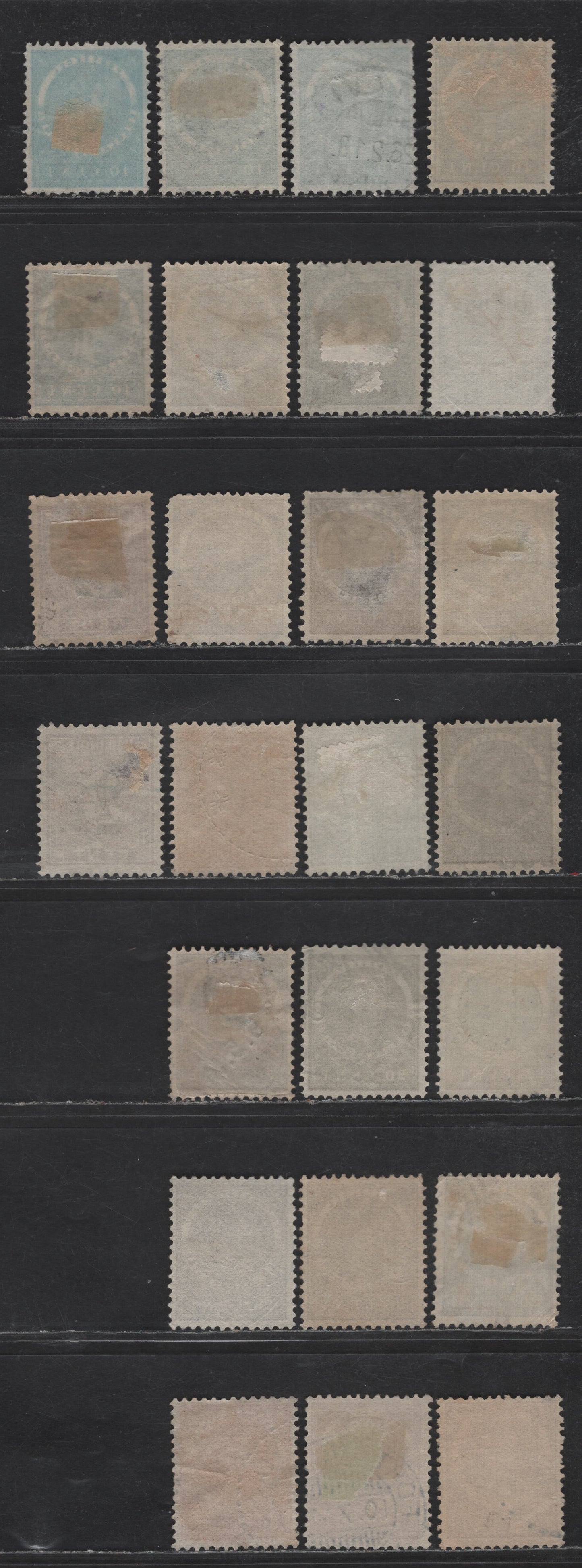 Lot 223 Netherlands Indies SC#47-57, 50a 2.5c on 3c - 50c Violet - Red Brown Queen Wilhelmina, 1902-1908 Surcharged Queen Wilhelmina Issue, 24 Fine/Very Fine Used Singles, Unlisted Shade Variations
