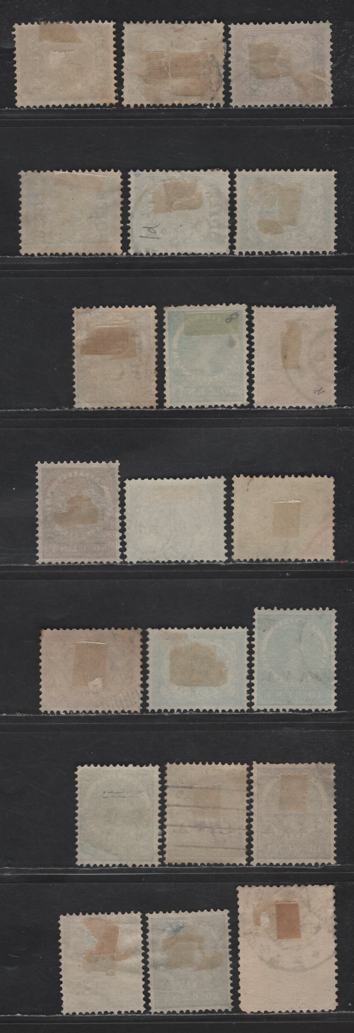 Lot 226 Netherlands Indies SC#63-66, 69-70, 77-78, 82, 84, 86-90, 92, 97 1/2c - 1g Violet - Dull Lilac Queen Wilhelmina, 1908 Queen Wilhelmina Issue, 21 Fine/Very Fine Used Singles, Some Shade Varieties