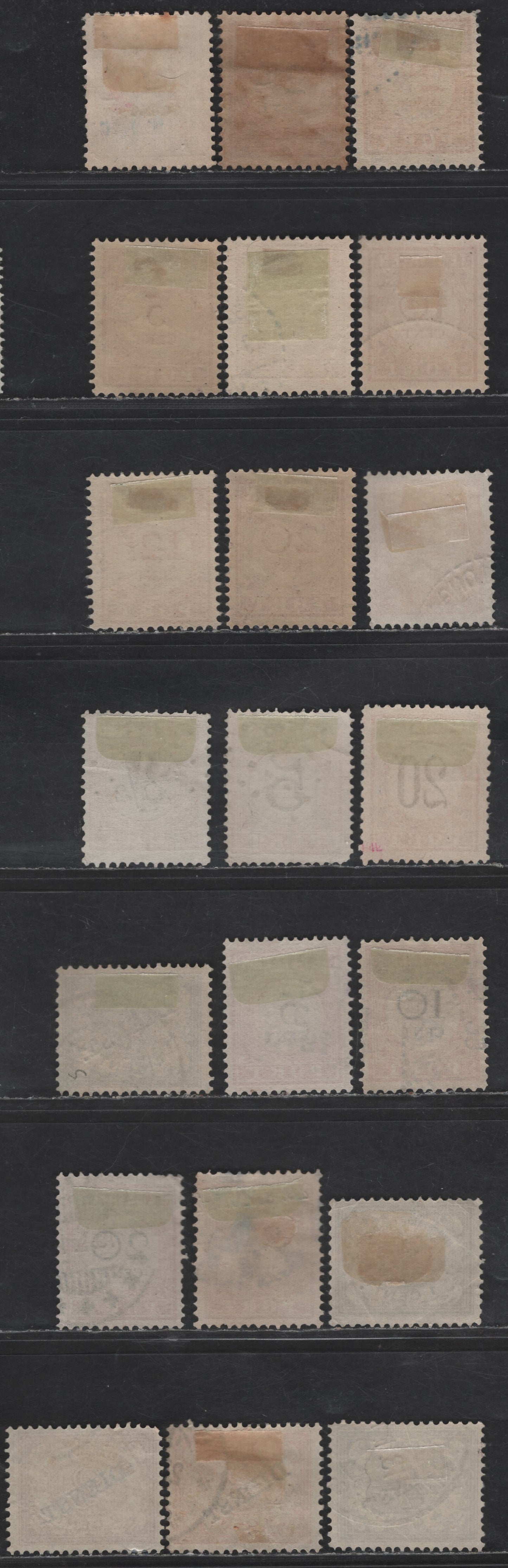Lot 247 Netherlands Indies SC#J18a, J19, J26/J34, O2-O3, O6-O7, J7c, J8a, J11b, J20, J16, J18, J24 20c - 4c Rose & Black - Ultramarine Numerals, 1892-1911 Postage Dues & Official Overprinted Issues, 21 Fine/Very Fine Used Singles