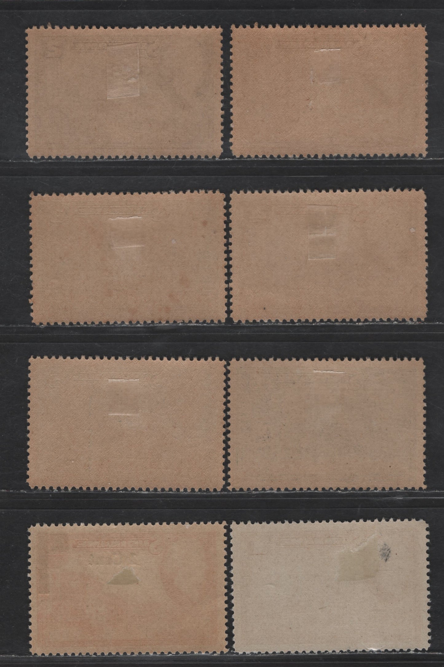 Lot 270 Suriname SC#184, 186, 191, 240 1c - 1c on 7.5c Rose Carmine - Deep Orange Queen Wilhelmina, 1945-1951 Pictorial & Surcharged Issues, 8 VFOG Singles