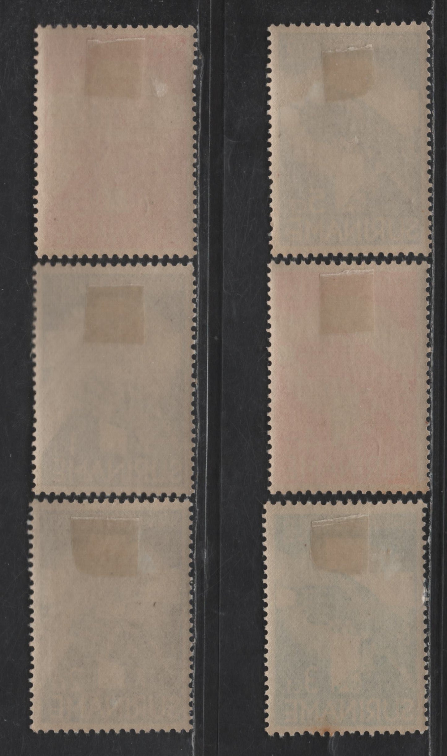 Lot 280 Suriname SC#B16-B21 1c+1/2c - 10c+5c Dark Brown - Carmine Creed of the Moravians, 1935 200th Anniv of the Founding of the Moravian Mission Semi Postal Issue, 6 VFOG Singles