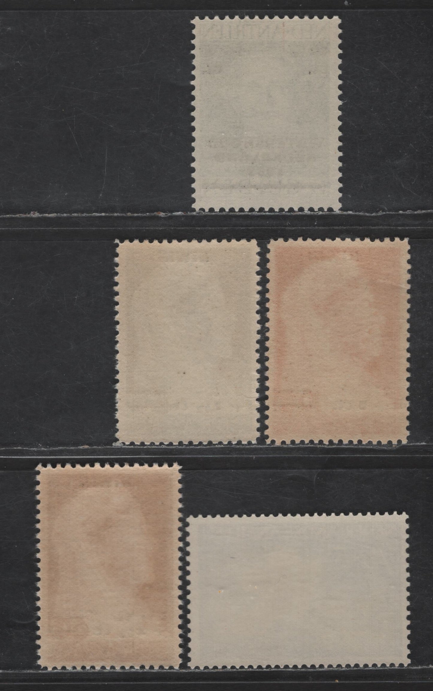 Lot 360 Netherlands Antilles SC#B1-B3, B20, B22 1.5c - 2.5c on 6c - 7.5c + 5c Brown Violet - Olive Green Queen Wilhelmina - Yellow Hibiscus, 1947-1955 Semi Postal Issues, 5 VFNH Singles