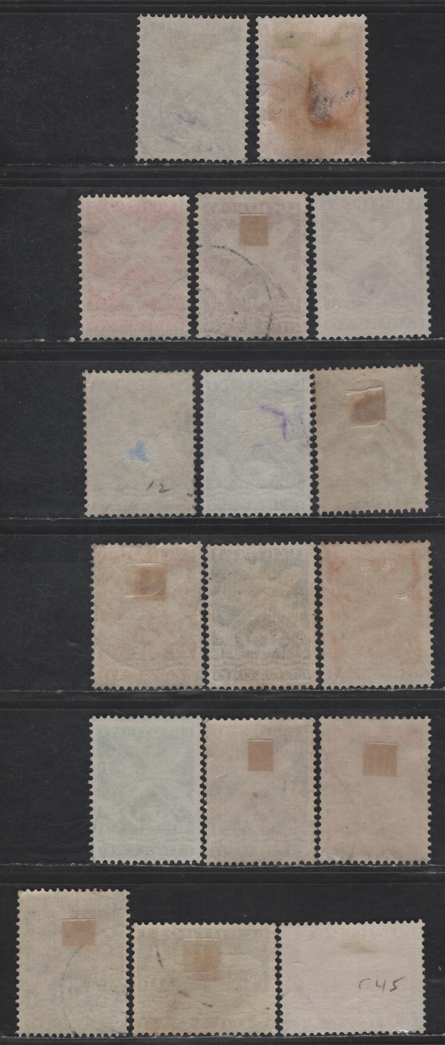 Lot 369 Netherlands Antilles SC#C32A-C41, C43-C45 6c - 2.5g Gray Black - Dark Carmine Airplanes, 1947 Airmail Issue, Subtle Shade Varieties
