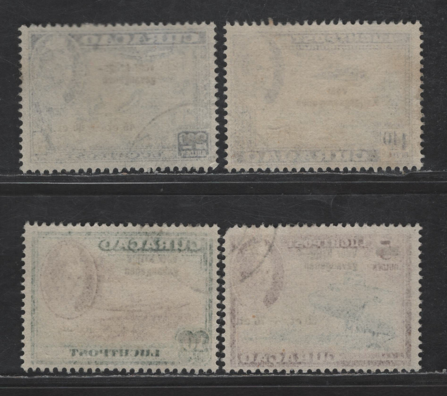 Lot 370 Netherlands Antilles SC#CB9-CB12 40c+50c - 60c+100c Blue Violet & Slate Green - Green & Red Brown Scenes & Planes, 1943 Airmail Semi Postal Issue, 4 Fine/Very Fine Used Singles