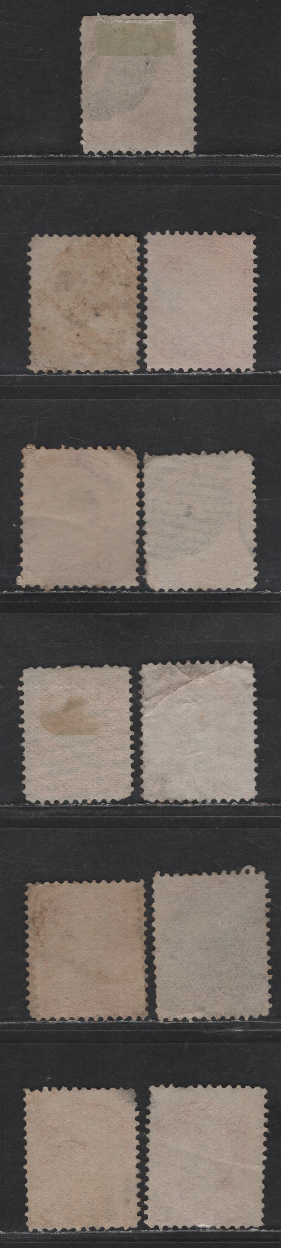 Lot 381 Canada SC#37c 3c Red & Dull Red Queen Victoria, 1870-1893 Small Queen Issue, 11 Ungraded Singles, Mid to Late Montreal Printings, Various Papers, Perf 12, No Pos. Dots