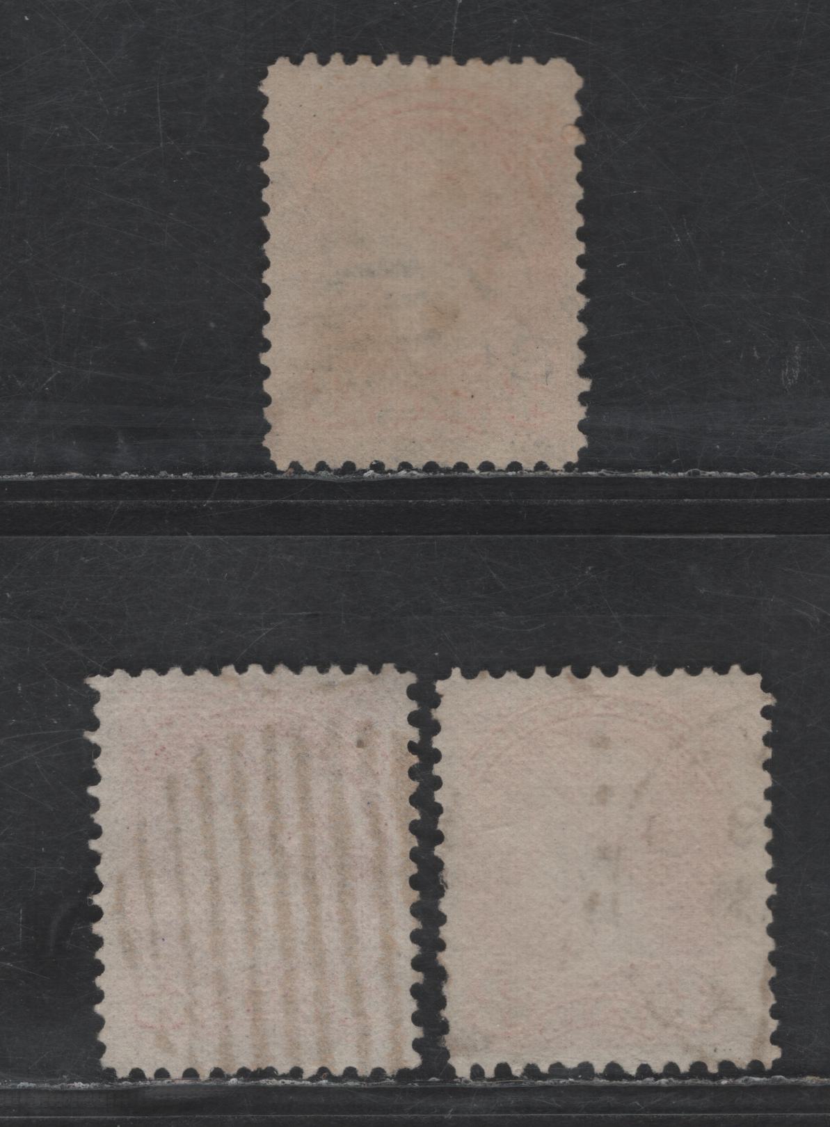 Lot 401 Canada SC#37 3c Deep bright Red Orange, Deep Orange, Pale Orange Red Queen Victoria, 1870-1893 Small Queen Issue, 3 Fine Used Singles, Mid Montreal Printings, Paper MM-Q, Perf 12, No Pos. Dots