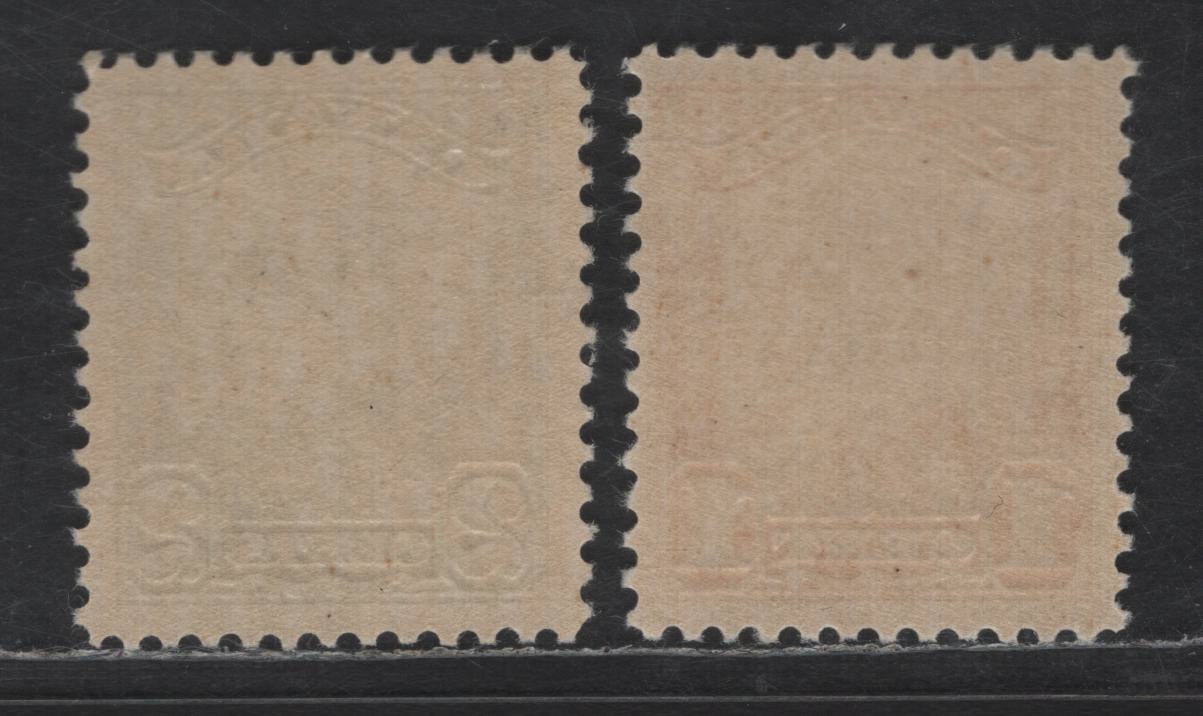 Lot 109 Canada SC#149-150 1c - 2c Dull Orange - Green King George V, 1928-1929 Scroll Issue, 2 VFNH Singles, Streaky Gum