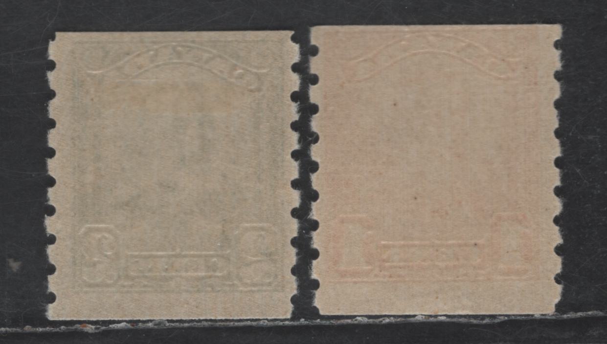 Lot 112 Canada SC#160-161 1c - 2c Bright Orange - Green King George V, 1929 Scroll Coil Issue, 2 FNH/OG Singles, Perf 8 Vertical