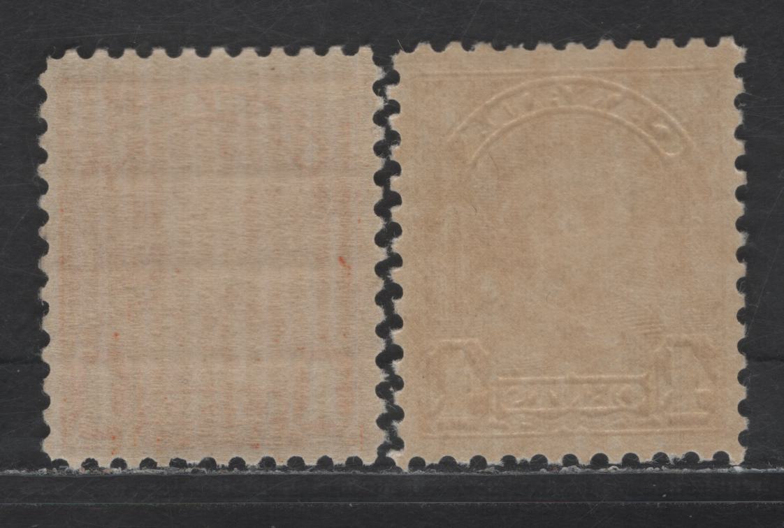 Lot 117 Canada SC#162, 168 1c - 4c Orange - Ochre King George V, 1930-1931 Arch/Leaf Issue, 2 VFNH Singles, Straited Gum, 4 Gum Breaker Ridges & Cream Satin Gum