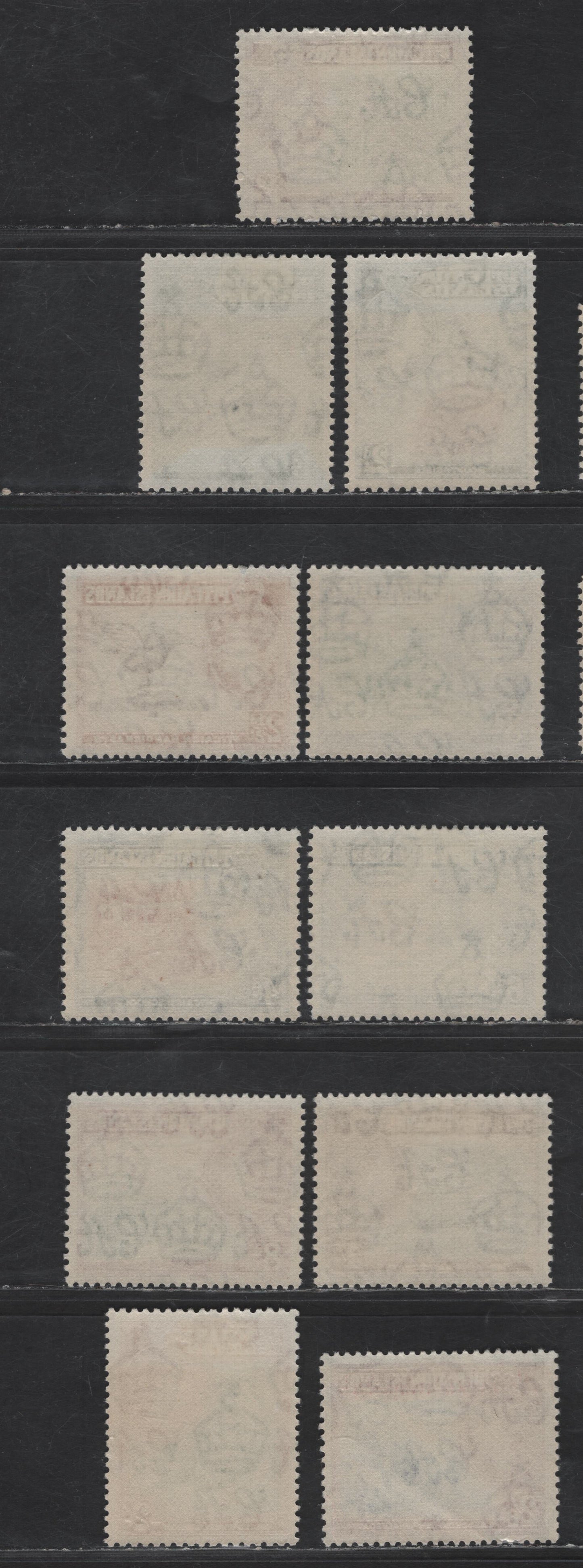 Lot 13 (C) Pitcairn Islands SC#18-28 1/2d - 2/6 Green & Reddish Lilac - Ultramarine & Deep Lake Queen Elizabeth II, 1957-1963 Pictorial Issue, 11 F/VFOG Singles