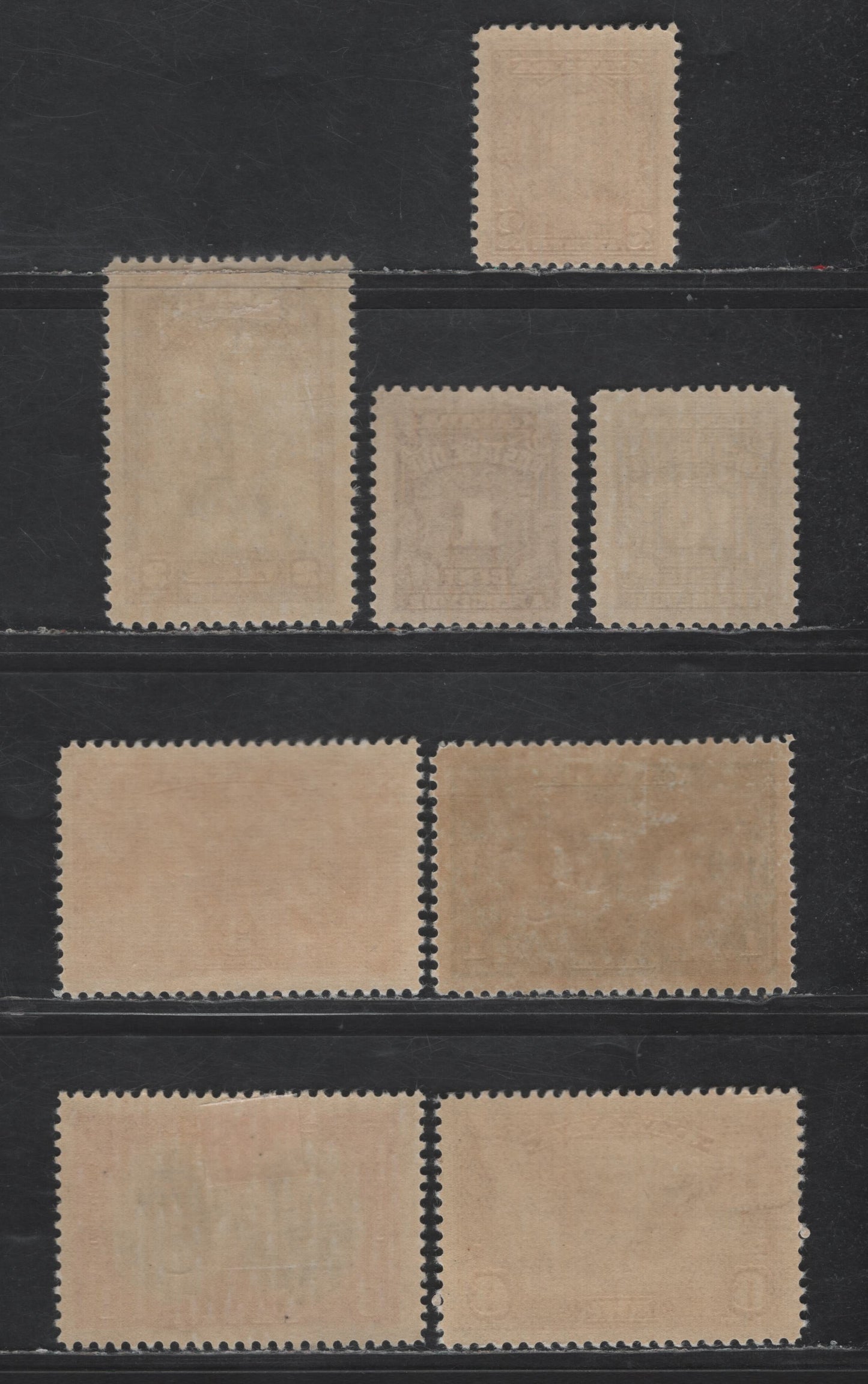 Lot 158 Canada SC#218, 237, 246-248, C5, J15, J20 2c - 10c Brown - Dark Violet King George V - Numeral, 1935 - 1965 KGV Pictorial - Fourth Postage Due Issues, 8 F/VFOG Singles