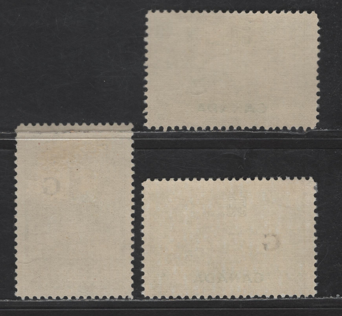 Lot 161 Canada SC#334, O32, O38 50c - '$1 Dull Green -Gray Black Textile - Totem Pole, 1953-1955 Textile Industry & Official Issues, 3 VFOG Singles, Different Papers & Gums