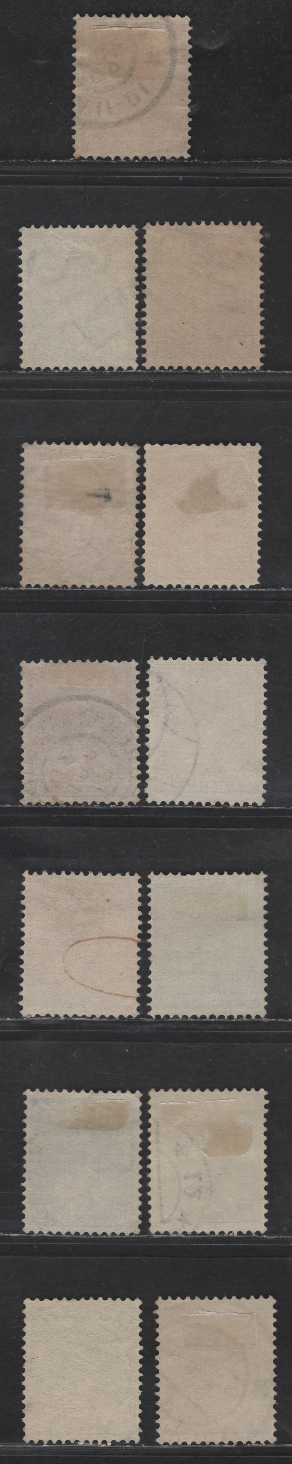 Lot 204 Netherlands SC#61-67, 65a, 110 3c - 10c Orange - Gray Lilac Queen Wilhelmina, 1898-1924 Queen Wilhelmina Issue, 9 Very Fine Used Singles, Listed & Unlisted Shades