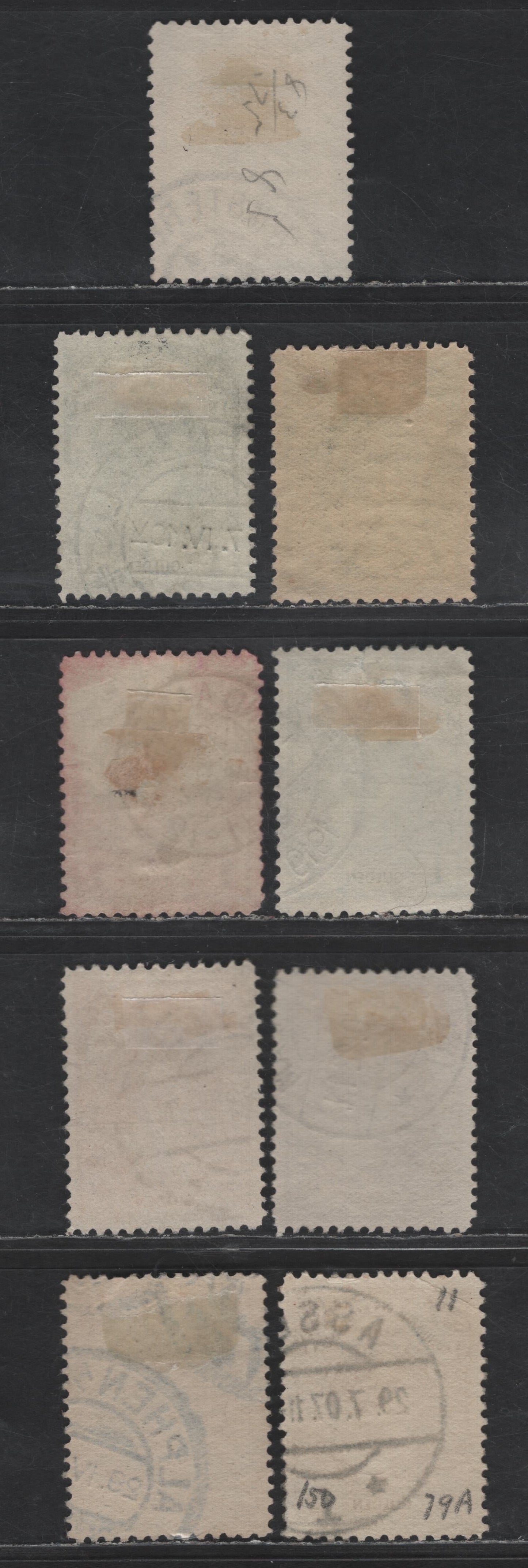 Lot 211 Netherlands SC#83-85 1g - 5g Dark Green - Claret Queen Wilhelmina, 1898-1905 Queen Wilhelmina Issue, 9 Very Fine Used Singles