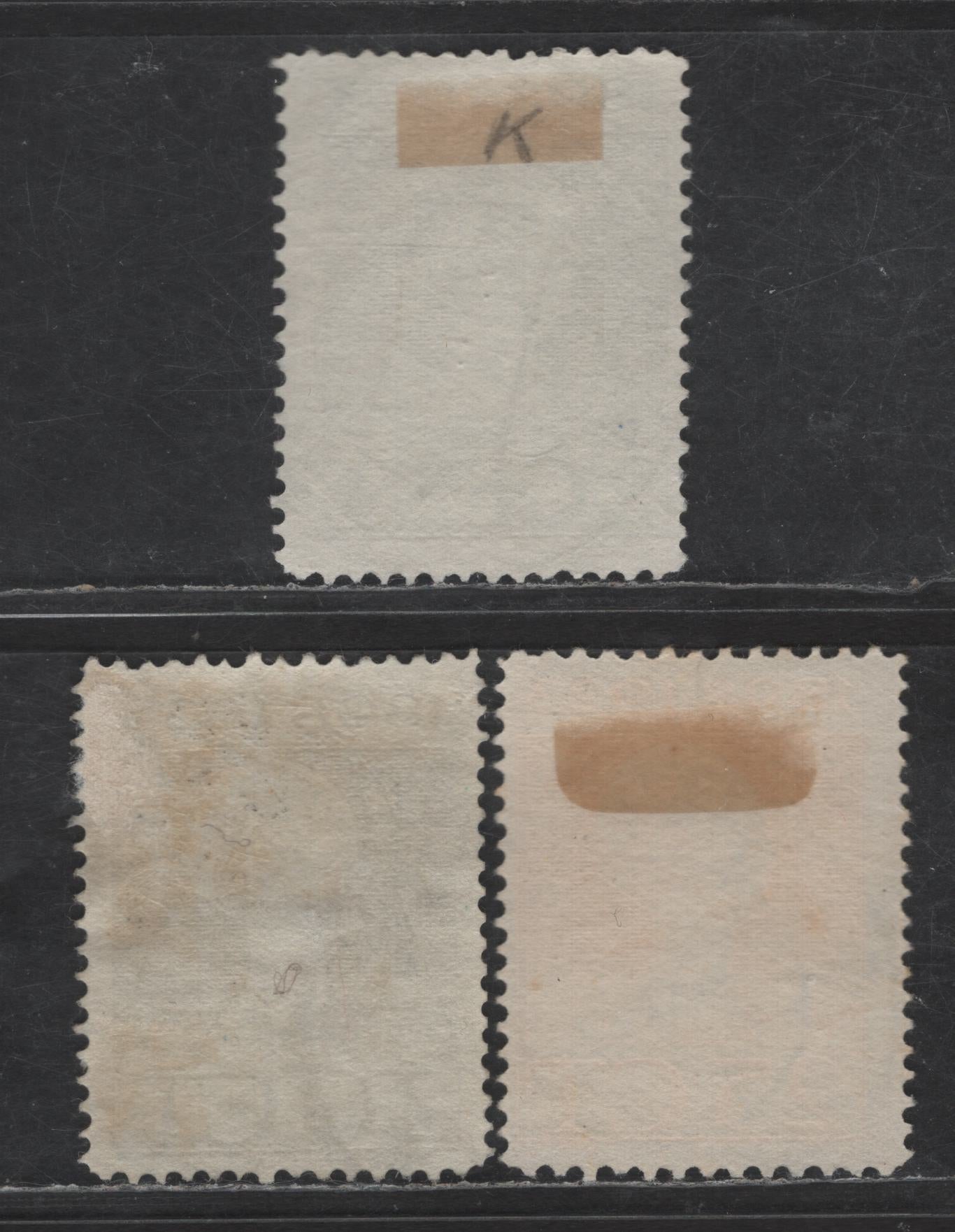 Lot 224 Netherlands SC#129var, 124var, 128var (NVPH 12b1, 121k, 125L) 2c - 25c Green - Yellow Queen Wilhelmina, 1923 25th Anniv of Queen Wilhelmina's Ascension, 3 Fine Used Singles, Better Perfs Listed Only In NVPH