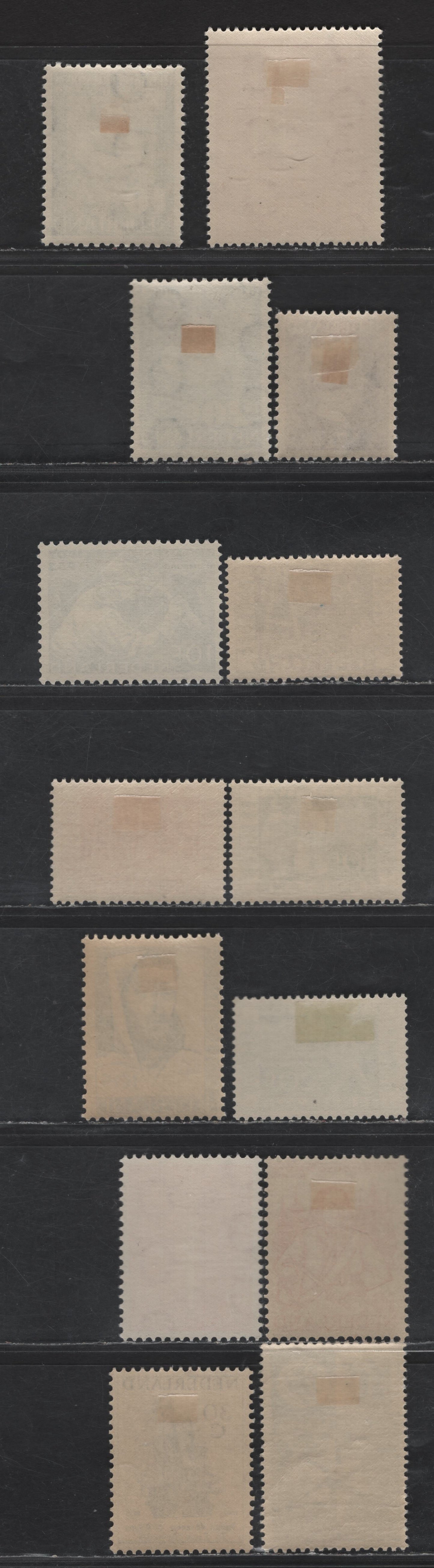 Lot 275 Netherlands SC#328-335, 365-367, 370-372 10c Olive Brown - Black, Gray & Ultramarine University of Leyden - United Europe, 1950-1957 University of Leyden - United Europe Issues, 14 VFOG Singles