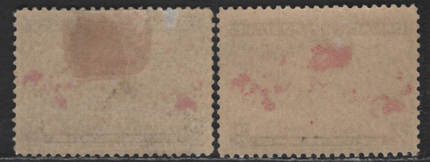 Lot 83 Canada SC#85i, 86 2c Gray/Blue, Black & Carmine Mercator's Projection, 1898 Imperial Penny Postage Issue, 2 FOG Singles, The Blue Shade Is VF Centered, But Has A Shallow Hinge Thin