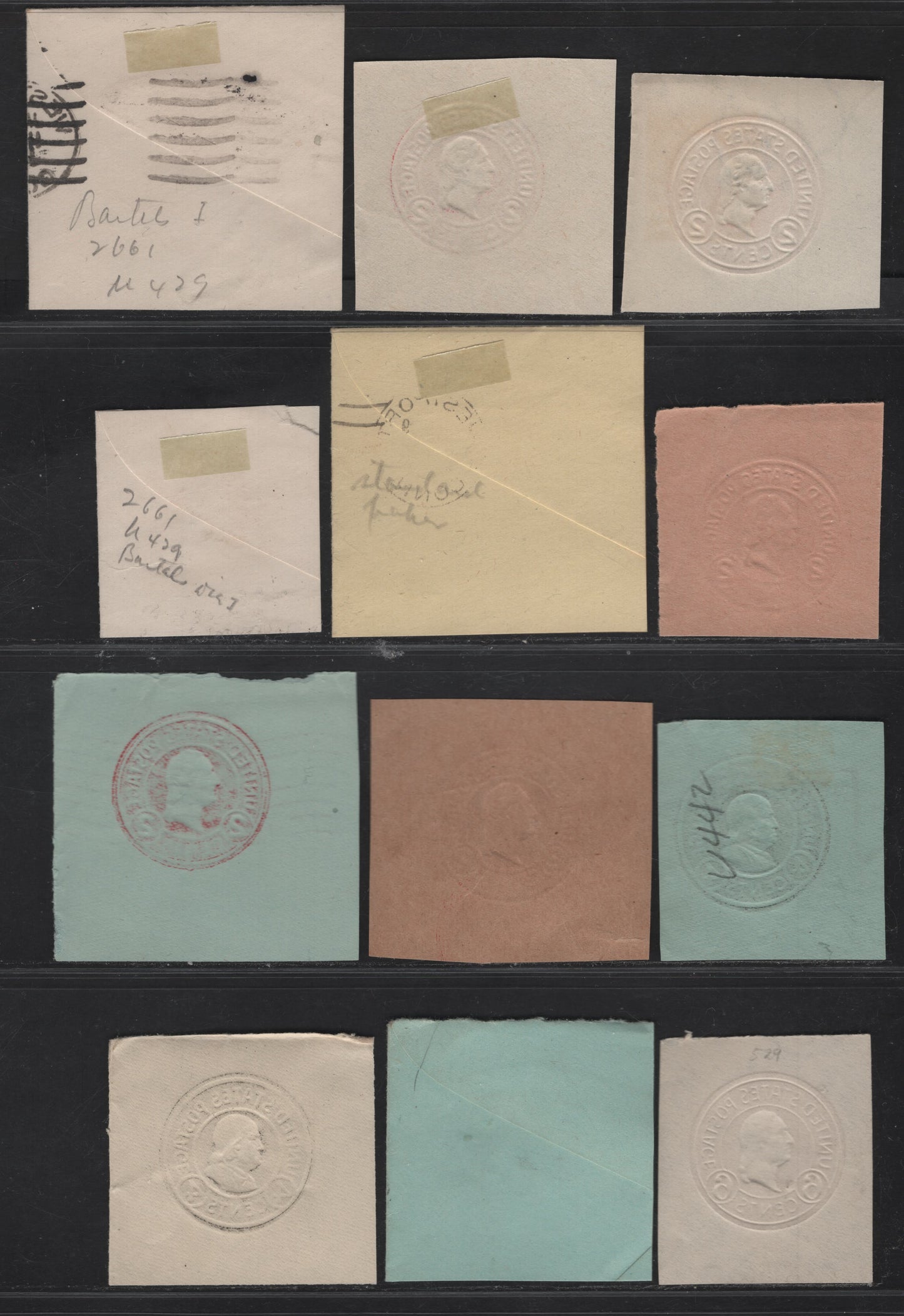 Lot 114 United States SC#U429,h,d,e, U430-U433, U440, U442, U445, U529 2c - 6c Carmine - Orange Franklin - Washington, 1915-1932 Heads Issues, Very Fine Used Singles, Various Papers & Dies