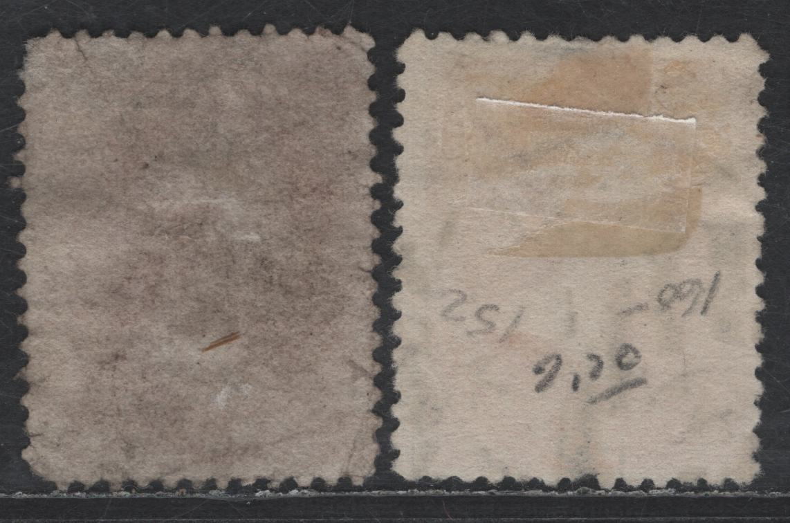 Lot 171 (C) United States Of America SC#148, 152 6c, 15c Carmine & Bright Orange Lincoln & Webster, 1870-1871 National Bank Note Large Banknote Issue, 2 Fair & Fine Used Singles Small Corner Crease On 6c