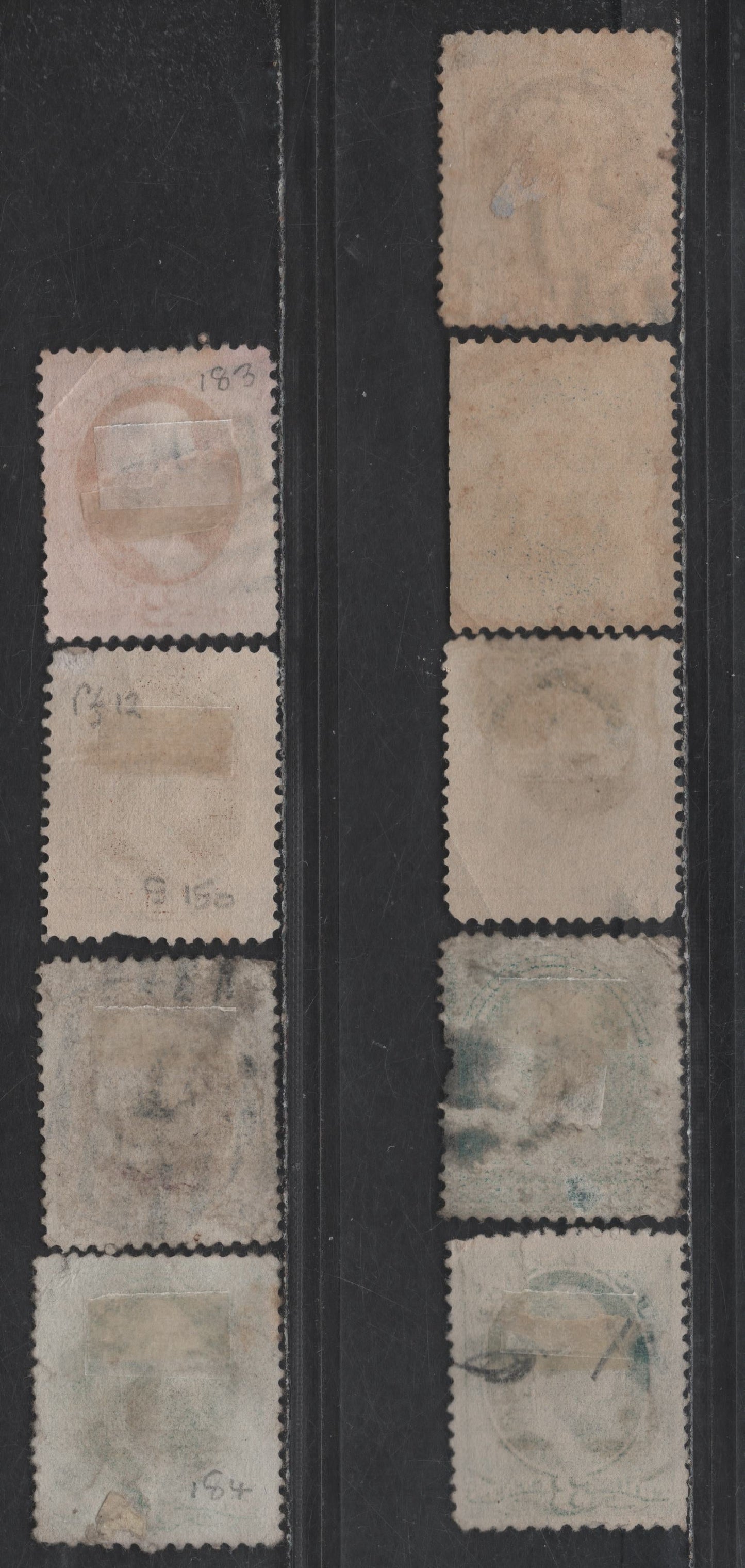Lot 185 (C) United States Of America SC#182-185, 187, 209, 211 1c-10c Ultramarine - Brown Franklin - Jefferson, 1879-1882 American Bank Note Large Banknote Issue, 8 Fair, VG & Fine Used Singles Most With Small Faults Like Creases, Thins & Pulled Perfs