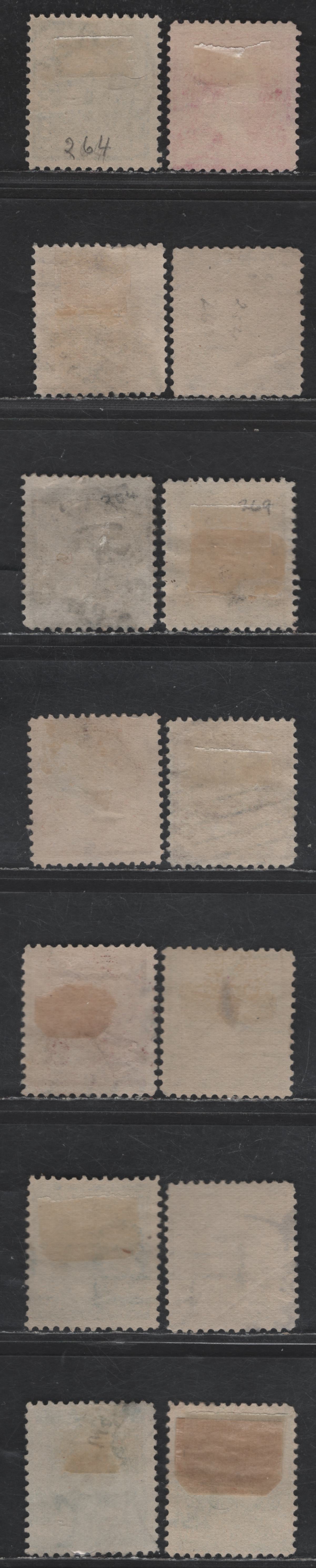 Lot 235 (C) United States Of America SC#264, 267-270, 272-273, 280-281 1c-10c Blue - Blue Green Franklin - Webster, 1895-1903 Watermarked First Bureau Banknote Issue, 14 VG & Fine Used Singles With Shade Varieties, Small Tear On 1 4c