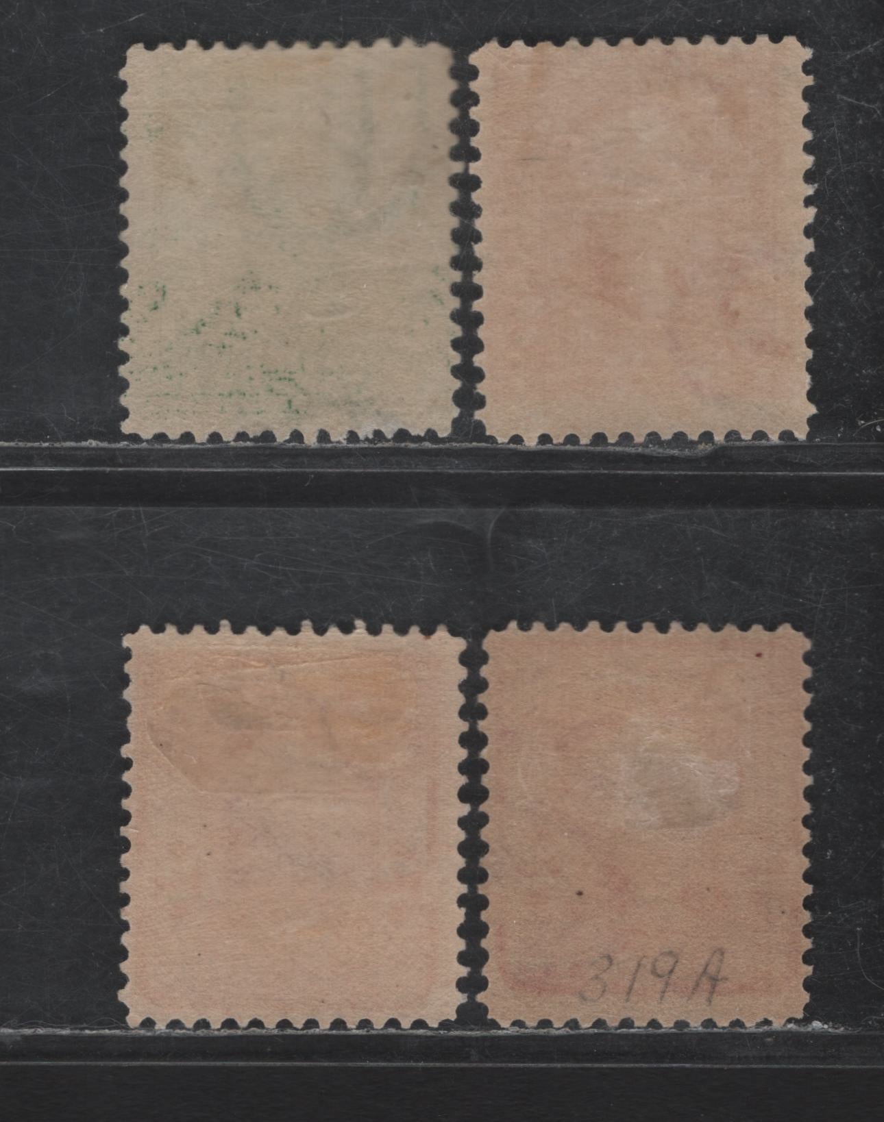 Lot 246 United States Of America SC#300, 301, 319, 319F 1c, 2c Green, Carmine Rose, Scarlet & Lake Franklin & Washington, 1902-1908 Second Bureau Issue, 4 Fine OG Singles 2c Lake Is Type II