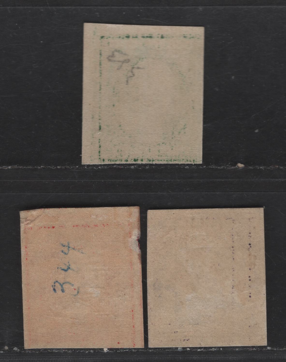 Lot 275 United States Of America SC#343-345 1c-3c Green, Carmine & Violet Franklin & Washington, 1908-1920 Washington-Franklin Issue, 3 Fine OG Singles Imperf, Wmk Double Lined USPS, 2c Is Faulty & Not Counted
