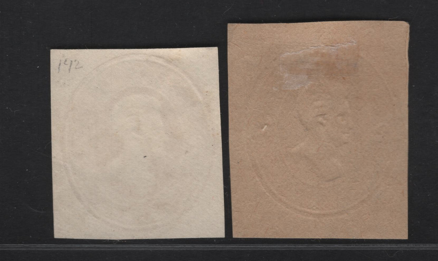 Lot 28 United States SC#U153, W155 2c Vermillion Jackson, 1874-1886 Seventh Nesbitt Issue, 2 Fine Used Singles, White & Manilla Envelope, Wrapper Design Type 4