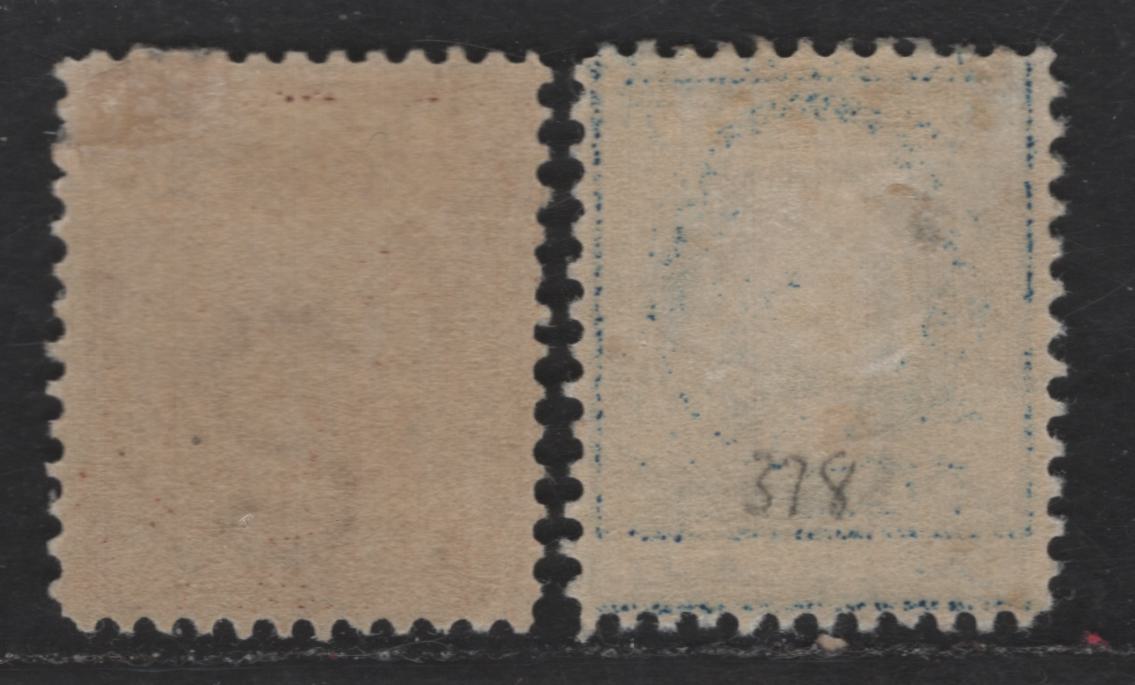 Lot 285 United States Of America SC#377-378 4c-5c, 10c Yellow Brown & Dark Blue George Washington, 1908-1920 Washington-Franklin Issue, 2 Fine OG Singles Perf. 12, Wmk Single Lined USPS