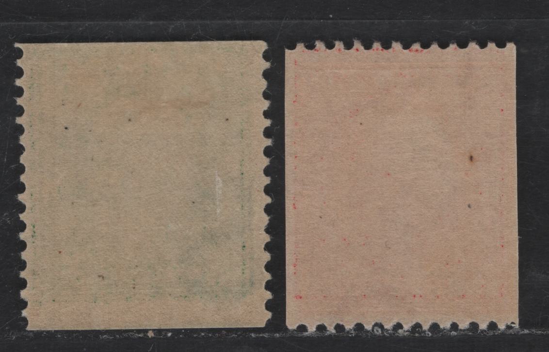 Lot 290 United States Of America SC#386, 387 1c-2c Green & Carmine Washington & Franklin, 1908-1920 Washington-Franklin Issue, 2 Fine OG Singles Coil Singles, Perf. 12 Vertically & Horizontally, Possibly Altered Imperfs