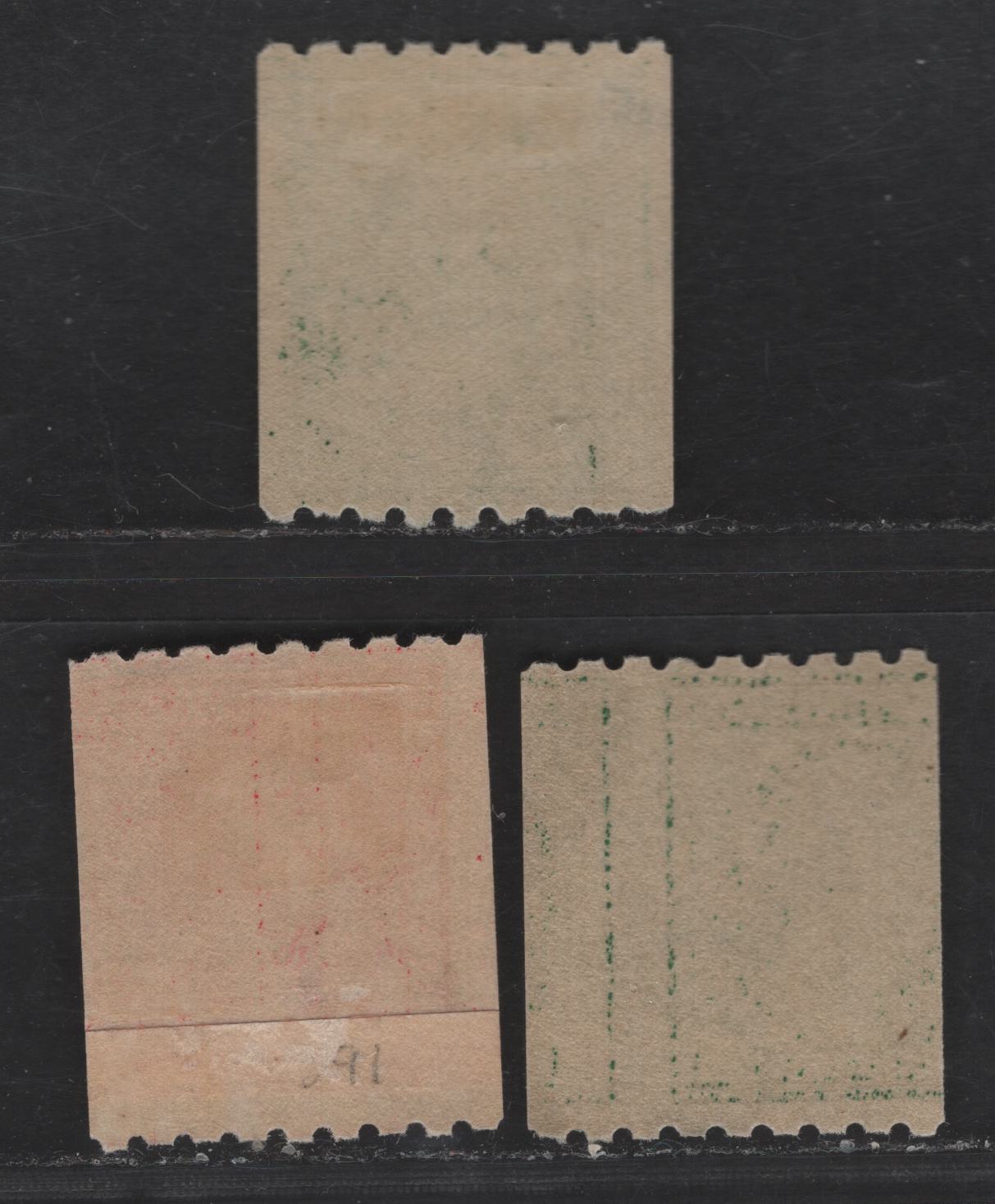 Lot 292 United States Of America SC#390-391, 410 1c-2c Green & Carmine Washington & Franklin, 1908-1920 Washington-Franklin Issue, 3 Fine OG Singles Coil Singles, Perf. 8.5 Horizontally, 2c Is A Paste-Up Single