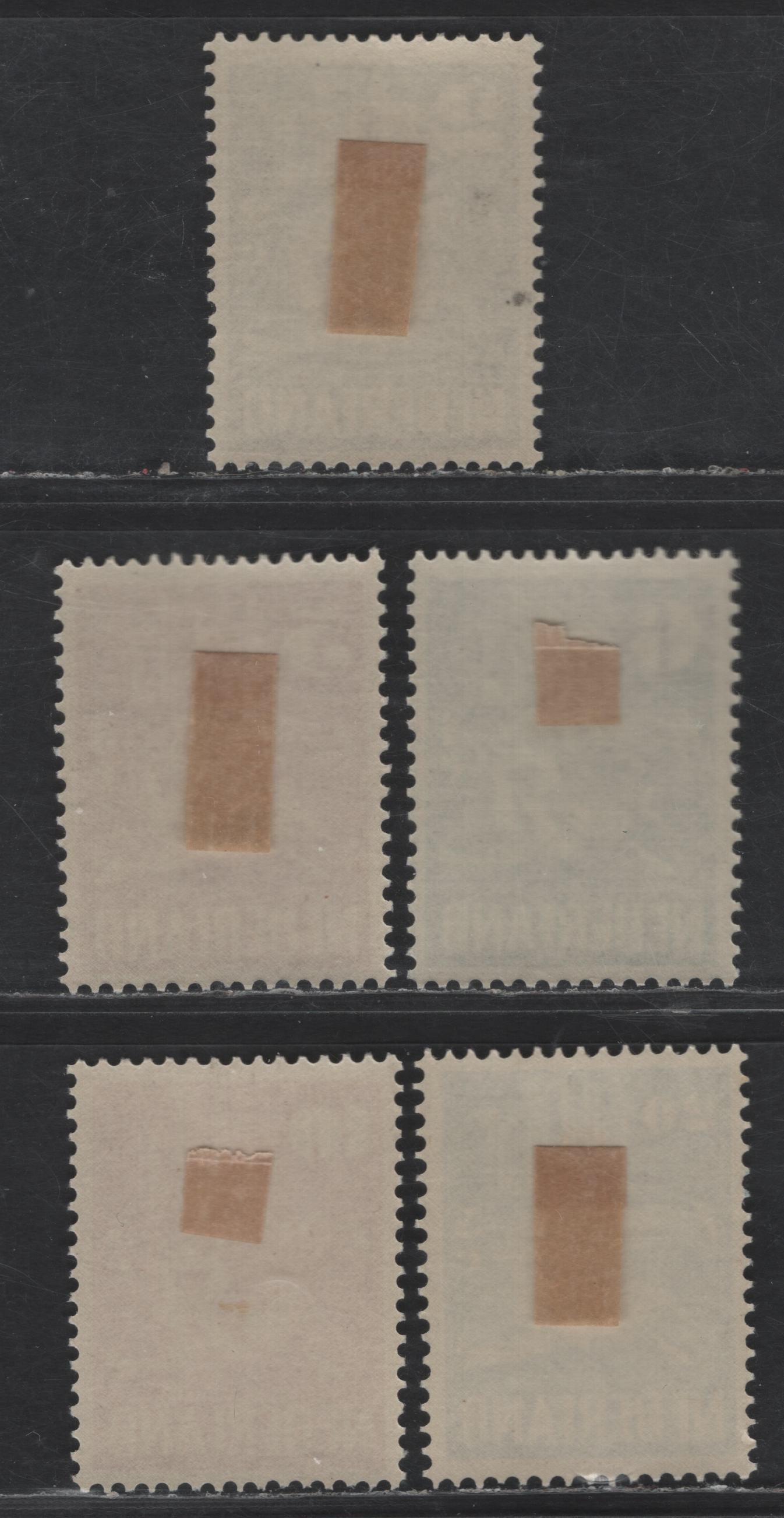 Lot 333 Netherlands SC#B214-B218 2c+2c - 20c+5c Olive Brown - Ultramarine Church Ruins & Good Samaritan, 1950 Semi Postal Issue, 5 VFOG Singles