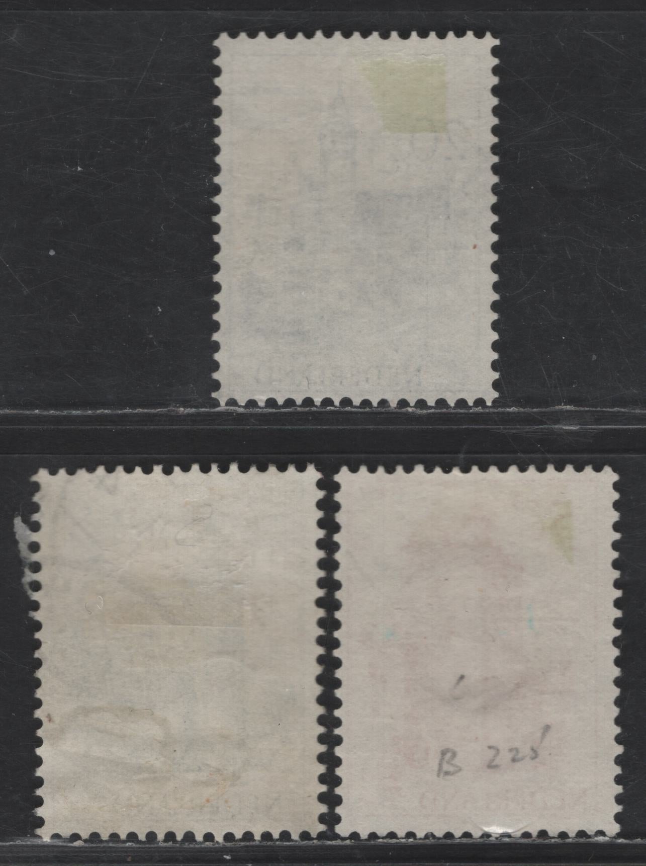 Lot 338 Netherlands SC#B225, B227-B228 5c+3c - 20c+5c Dark Red - Deep Blue Bergh Castle, 1951 Semi Postal Issue, 3 Very Fine Used Singles