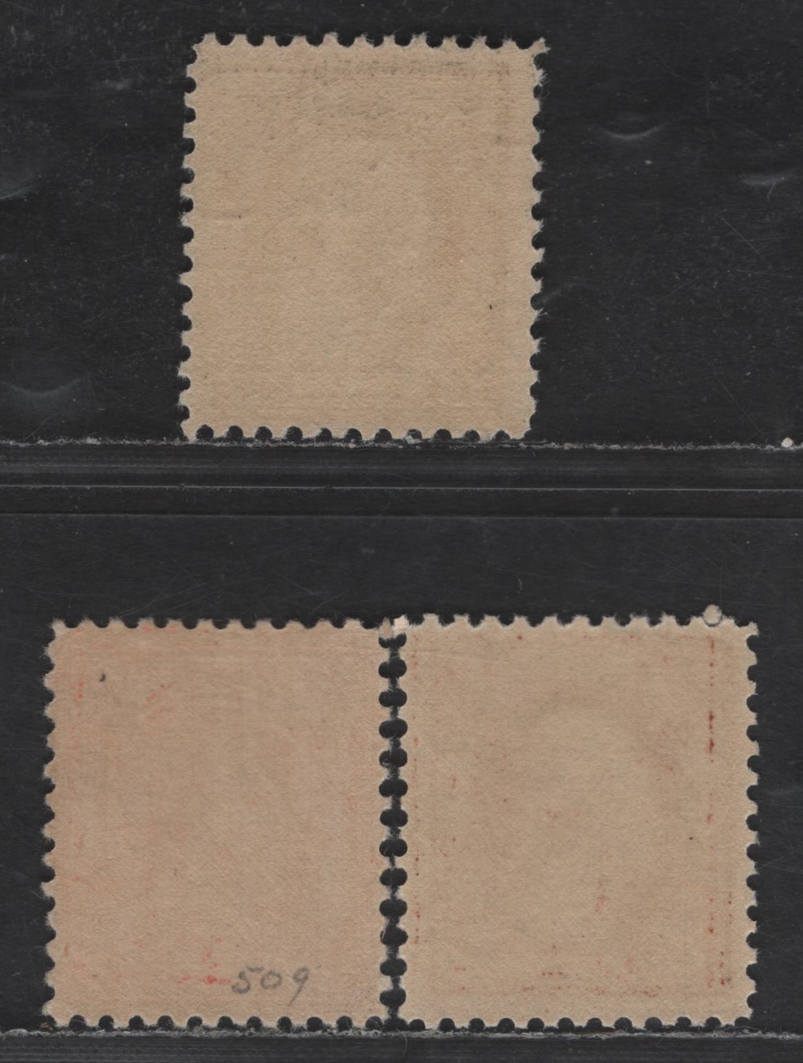 Lot 417 United States Of America SC#503, 509, 513 4c, 9c, 13c Yellow Brown, Salmon Red, Apple Green Franklin & Washington, 1908-1920 Washington-Franklin Issue, 3 Fine NH Singles Perf. 11, Unwatermarked