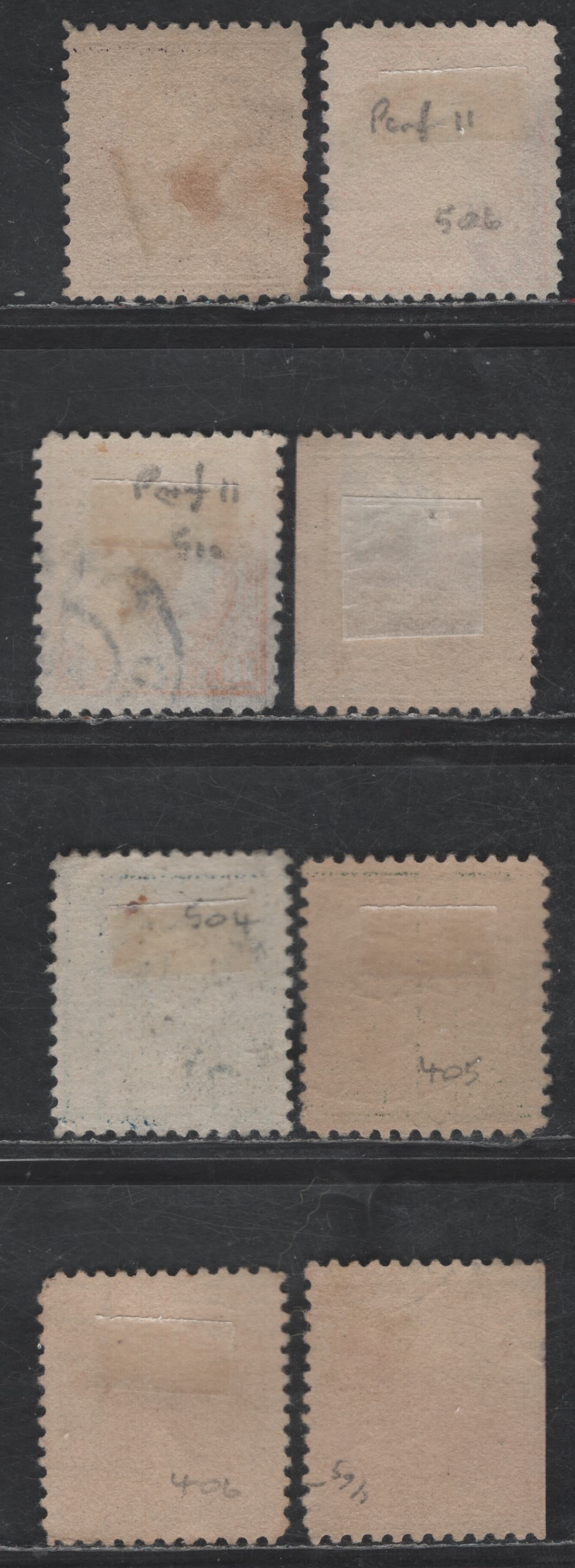 Lot 428 United States Of America SC#498, 528, 501, 503-504, 506 1c-10c Green - Orange Yellow Franklin & Washington, 1908-1920 Washington-Franklin Issue, 8 VF Used Singles Perf. 11, Unwatermarked, 10c With Severe Thin, Not Counted, 2c Is Offset Type Va