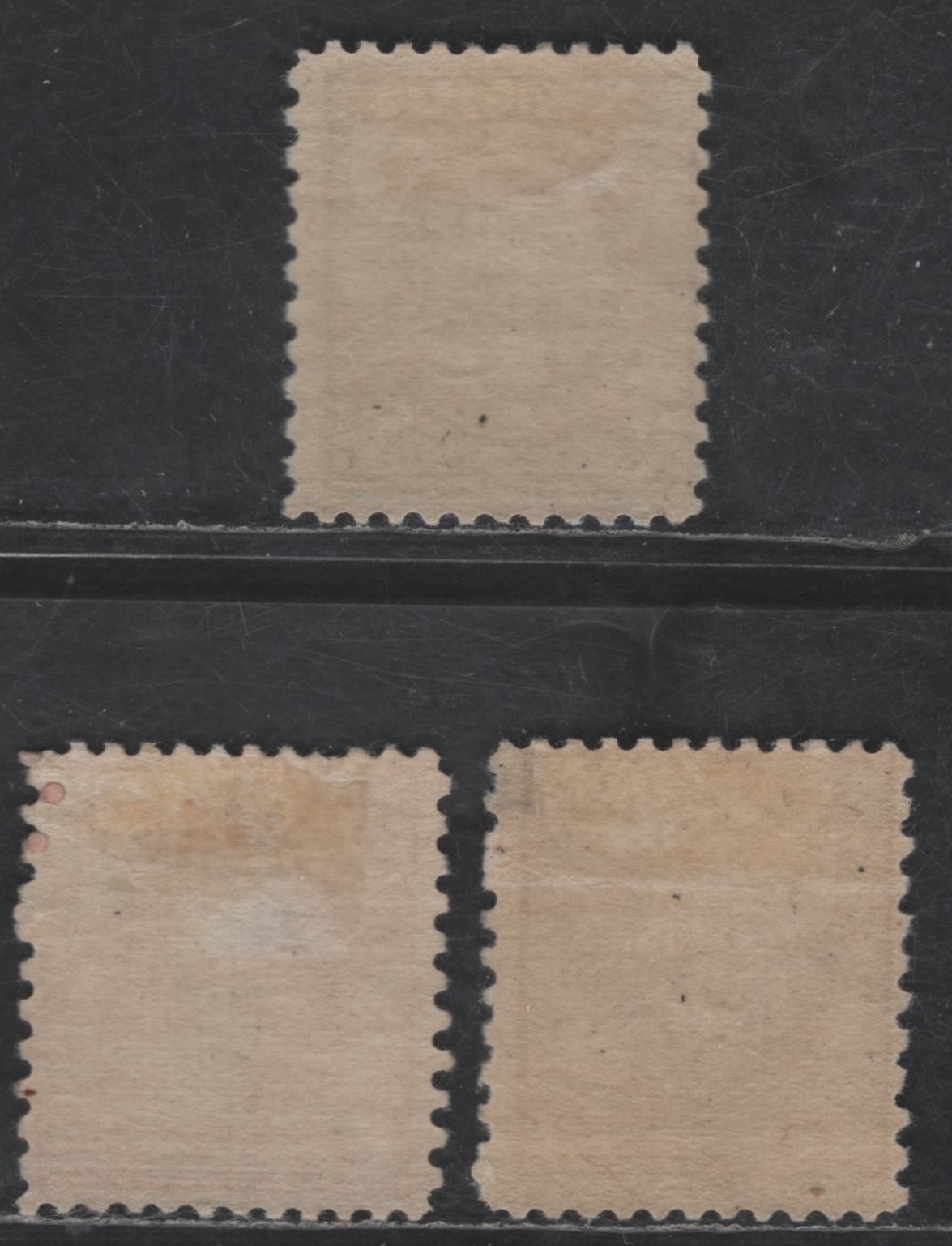 Lot 437 United States Of America SC#538, 540, 541 1c-3c Green, Carmine Rose & Violet George Washington, 1908-1920 Washington-Franklin Issue, 3 Fine OG Singles Perf. 11 x 10 Rotary Press Printing, 2c Is Type III and 3c Is Type II