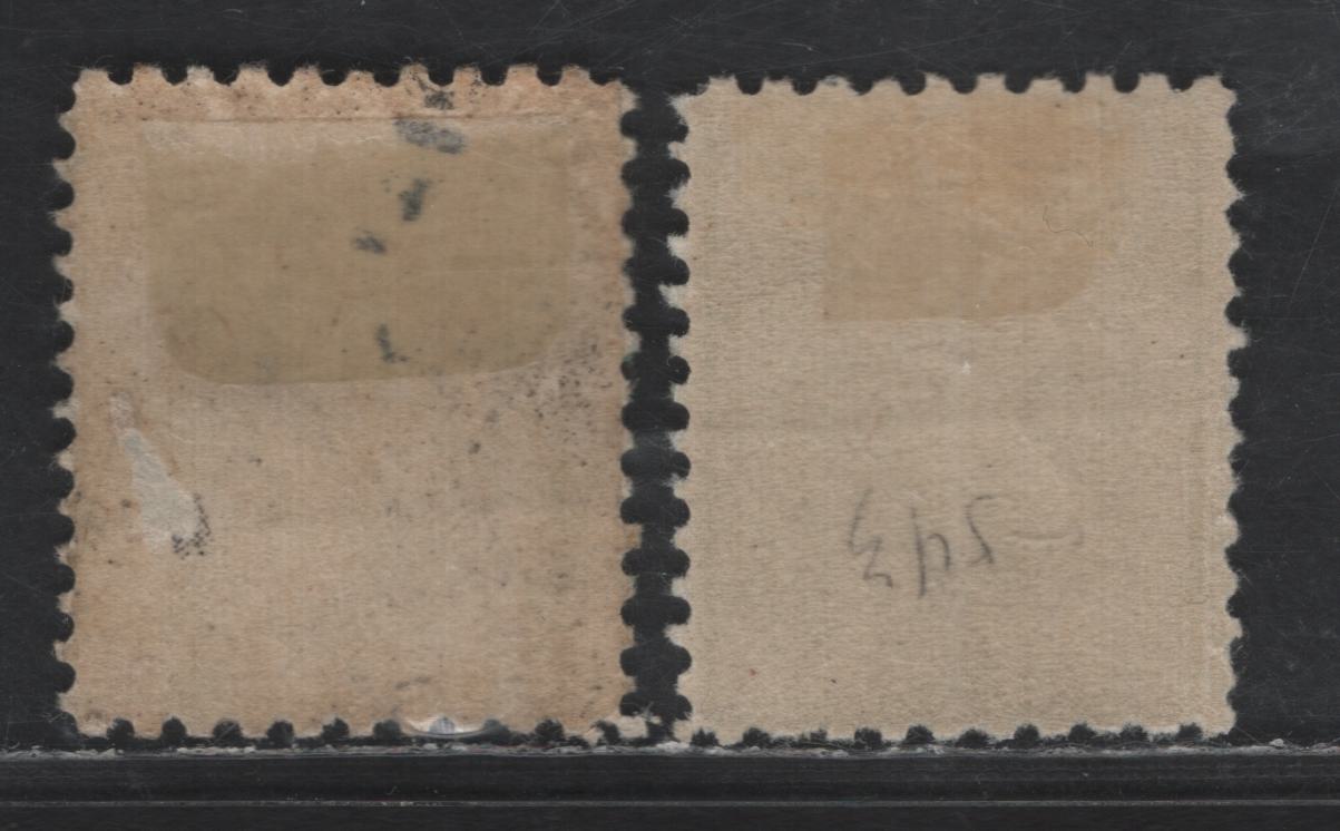 Lot 438 United States Of America SC#542 1c Green & Bluish Green George Washington, 1908-1920 Washington-Franklin Issue, 2 VGOG & Fine OG Singles Perf. 10 x 11, Rotary Press Printing, Green Shade With Small Hinge Thin