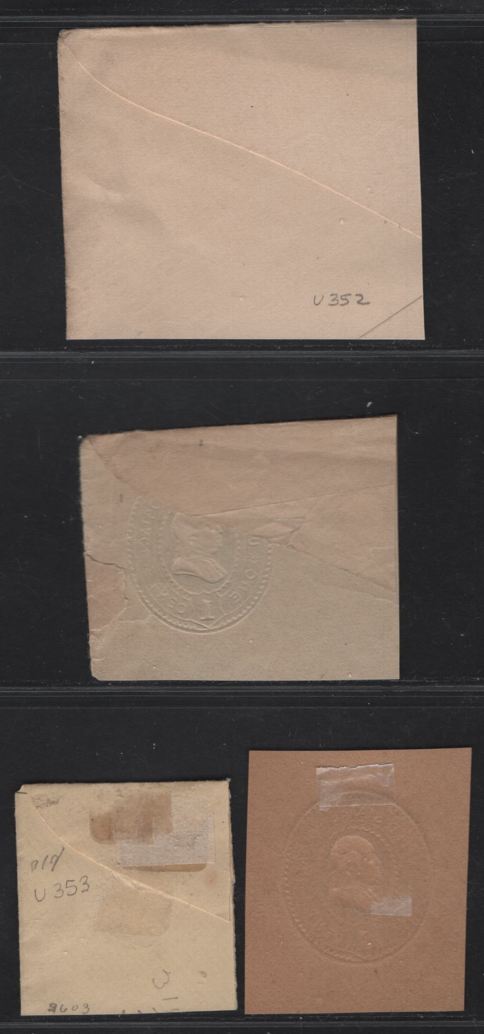 Lot 63 United States SC#U352-U353, W357 1c Dull Green & Green Columbus & Liberty, 1893 Columbus Exposition Issue, 4 Very Fine Unused Singles, White, Manilla, Amber & Wrapper on Manilla