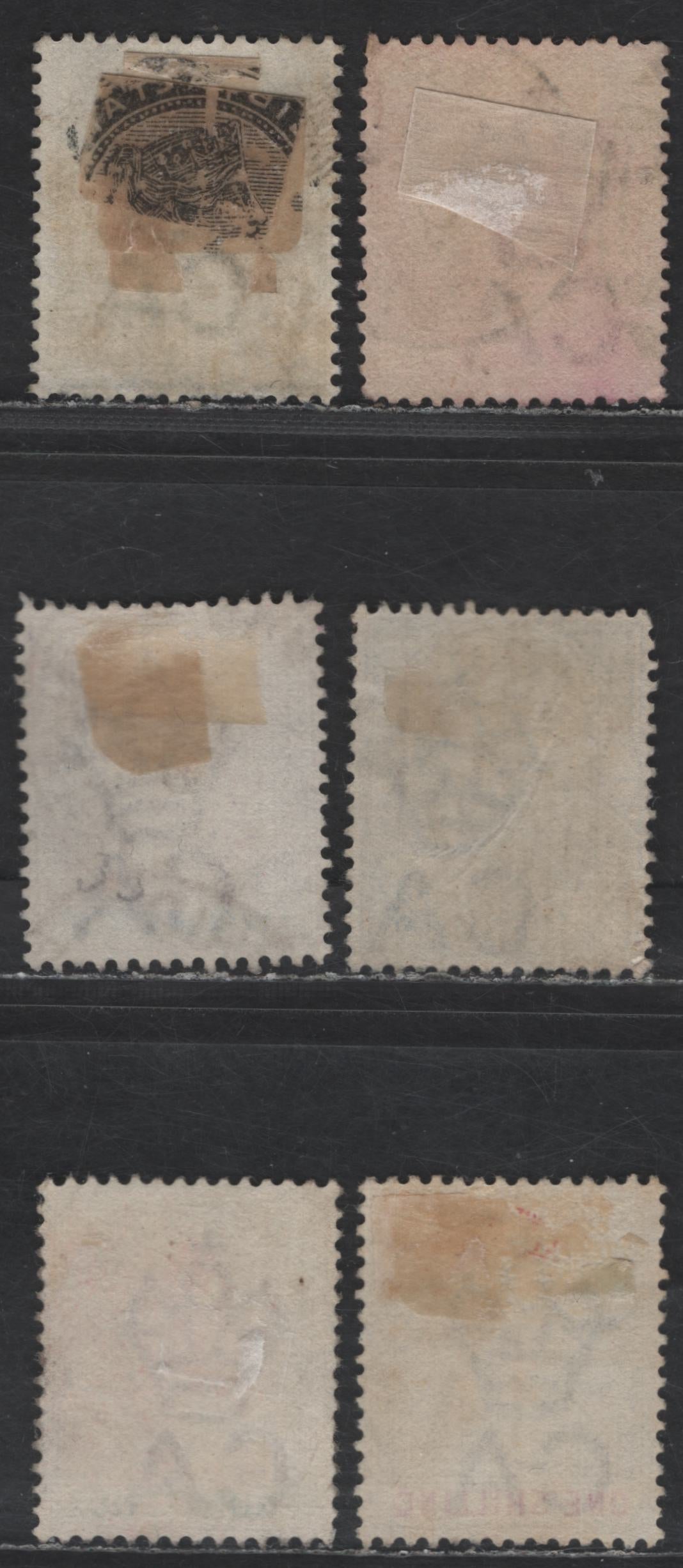 Lot 114 (C) Gibraltar SG#39-43, 45 1/2d - 1/- Grayish Green - Bistre & Carmine Queen Victoria, 1898 Sterling Currency Issue, 6 Very Fine Used Singles