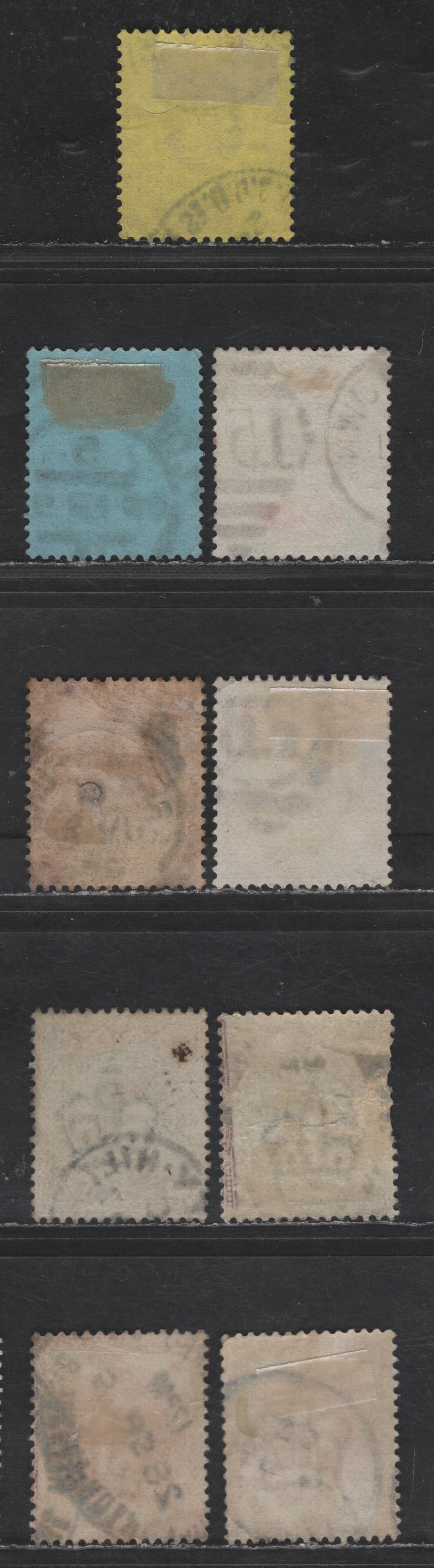 Lot 126 (C) Great Britain SG#197,e, 198, 200-202, 213 1/2d - 3d Vermillion - Purple on Yellow Queen Victoria, 1887-1892 Jubilee Issue, 9 Very Fine Used Singles, Includes Additional Shades