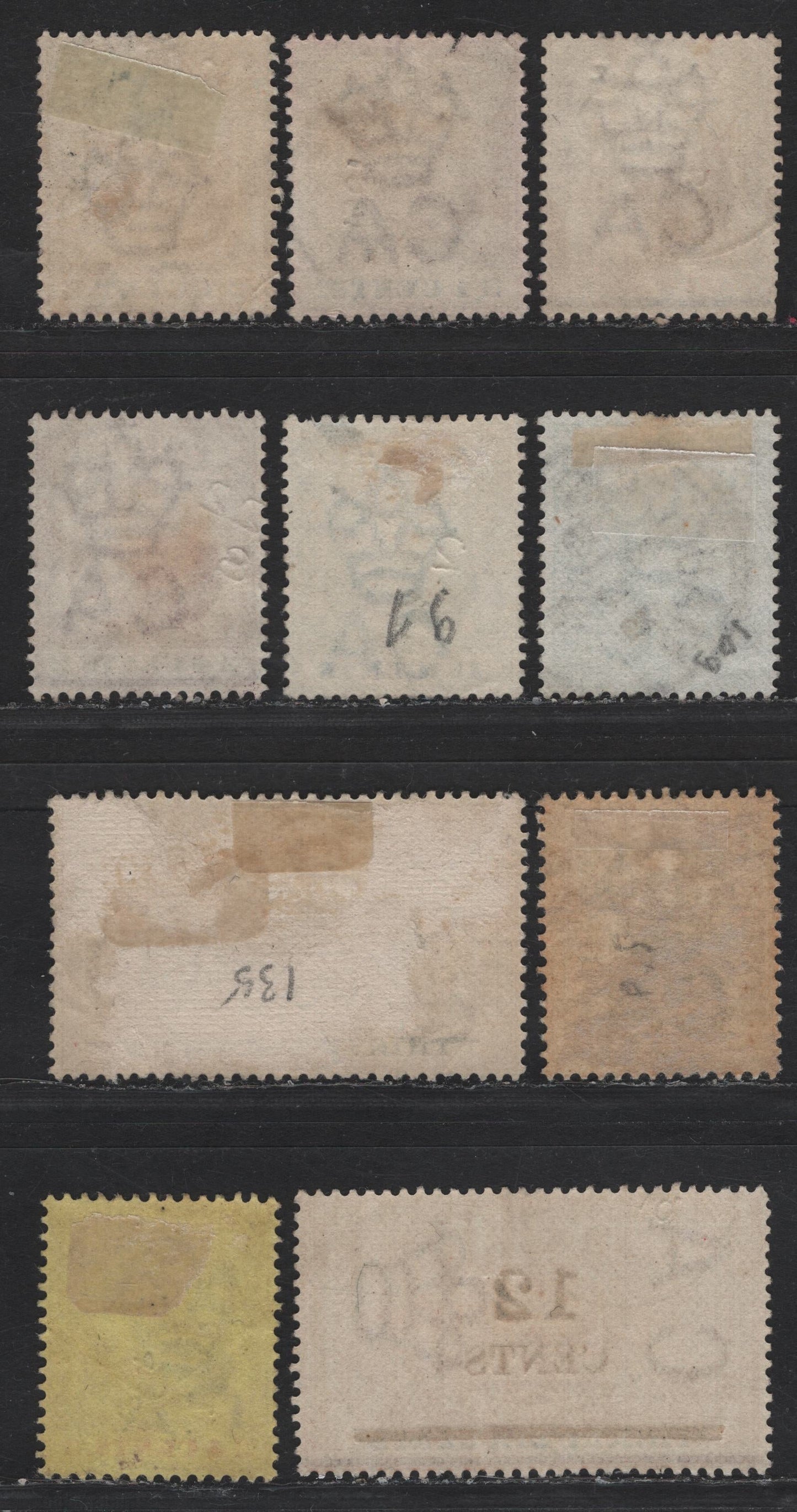 Lot 138 (C) Mauritius SG#127-128, 130, 132, 135, 141, 159, 161, 163 1c -12c on 36c Dull Purple & Ultramarine - Orange & Ultramarine Queen Victoria, 1895-1900 Arms & Surcharge Issues, 10 Fine/Very Fine Used Singles, Two Shades Of 1c