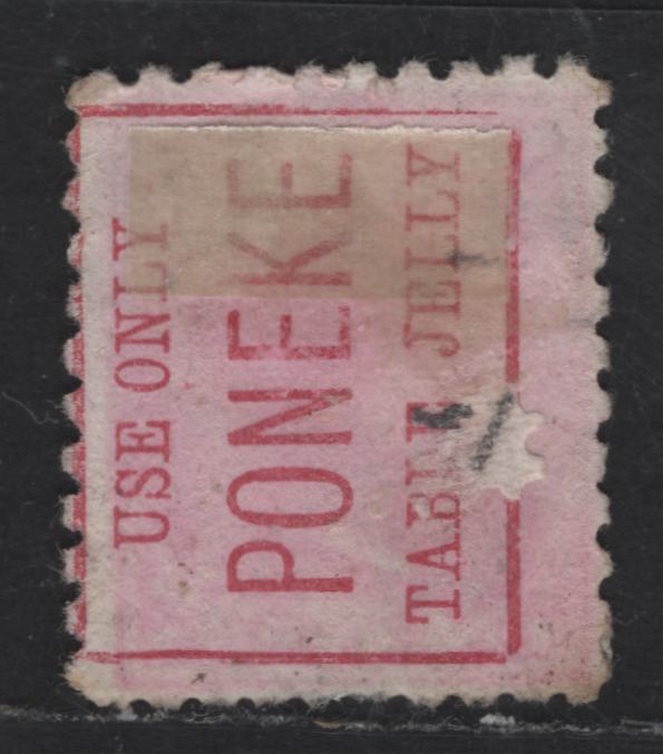 Lot 170 New Zealand SG#218g 1d Deep Rose Queen Victoria, 1891-1895 Second Queen Victoria Sideface Issue, A Fine Used Single, Perf 10, Wmk 12b, Vertical Mesh Paper, Red Advert On The Back