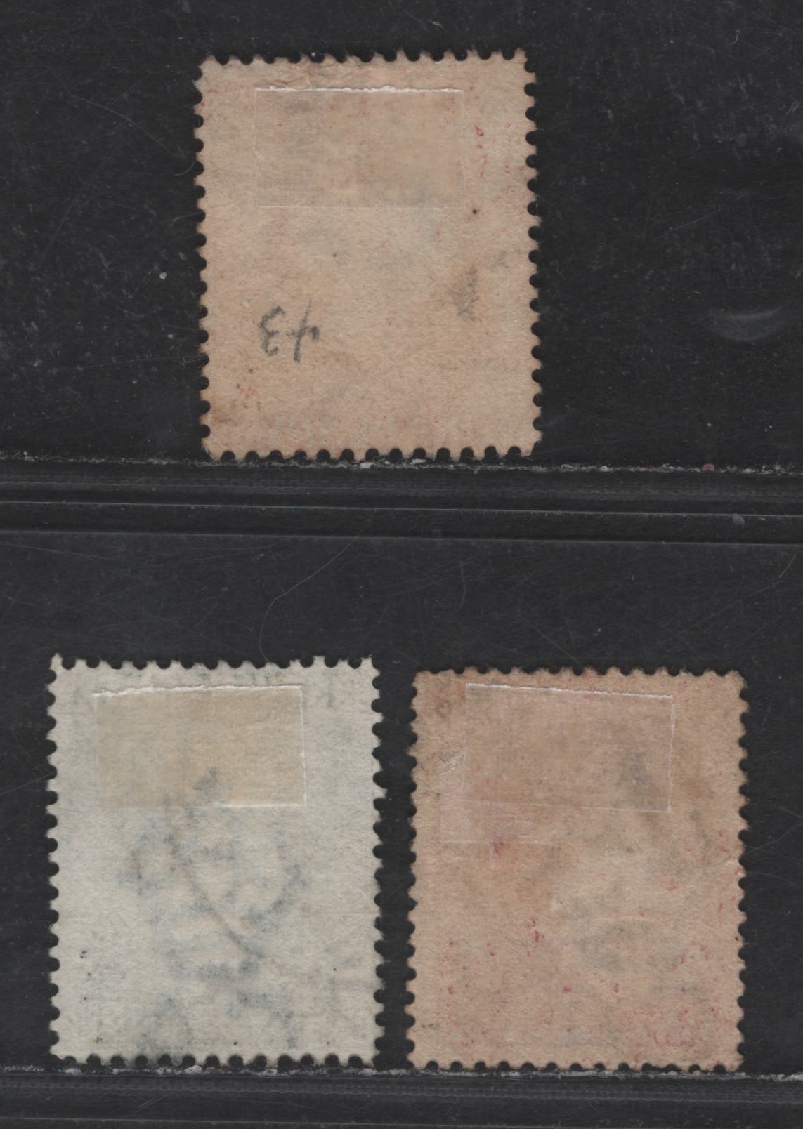 Lot 232 St Vincent SG#40, 48c, 49 2.5d on 1d Lake - Milky Blue Queen Victoria, 1882-1893 Surcharged Issues, 3 Fine/Very Fine Used Singles, Crown CA Wmk