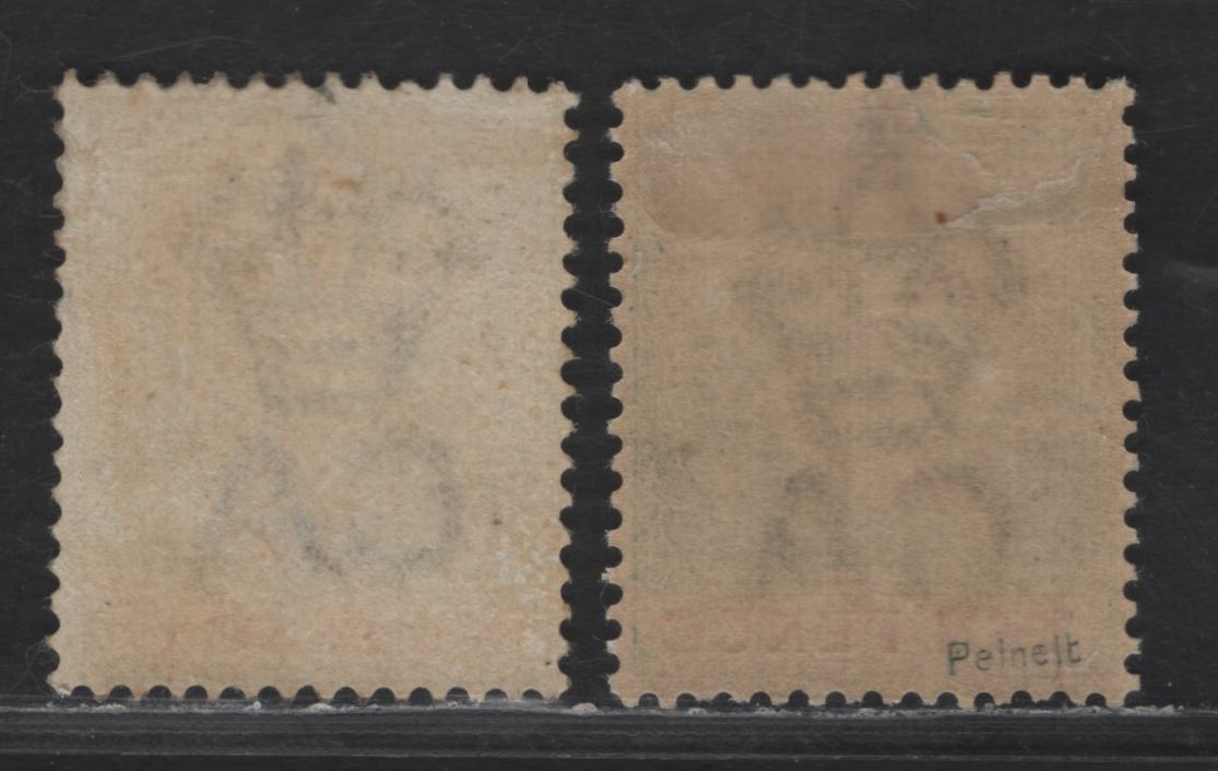 Lot 24 Barbados SG#113-114 10d - 2/6 Dull Blue Green & Carmine - Blue Black & Orange Badge of the Colony, 1892-1903 Badge of the Colony Issue, 2 VFOG Singles